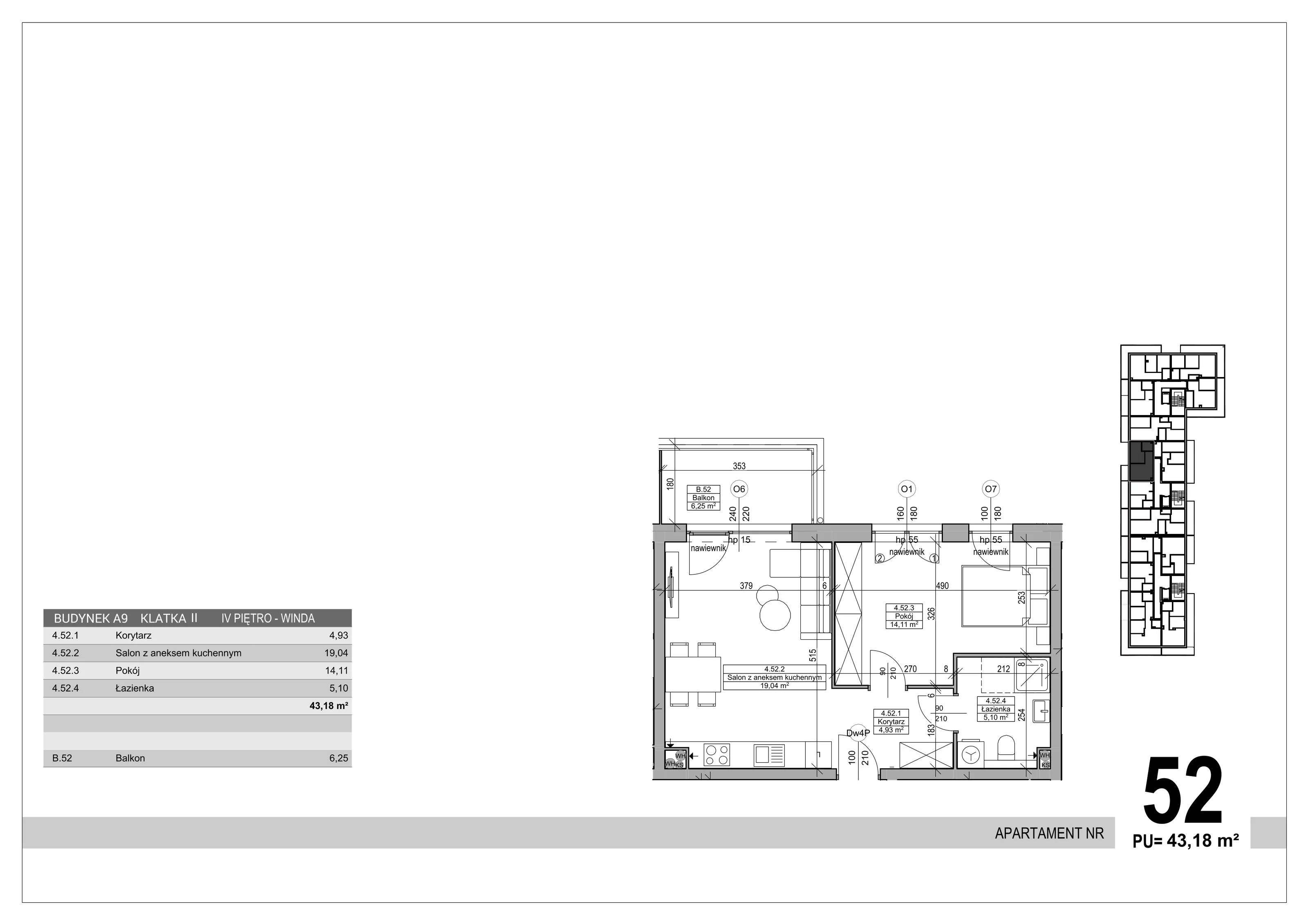 Apartament 43,18 m², piętro 4, oferta nr 52, Sobola Biel - Budynek A9, Suwałki, ul. Aleksandry Piłsudskiej