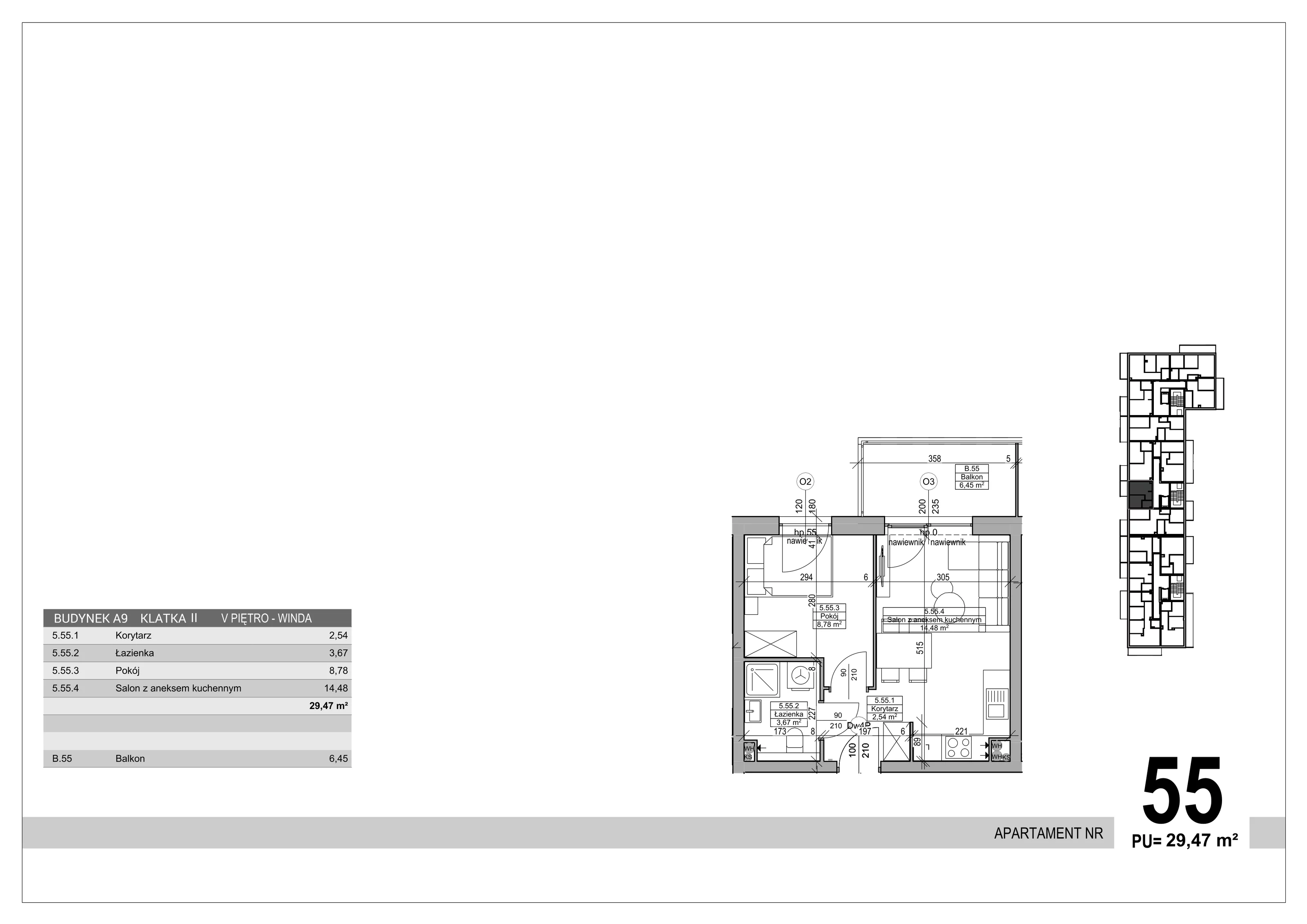 Apartament 29,47 m², piętro 5, oferta nr 55, Sobola Biel - Budynek A9, Suwałki, ul. Aleksandry Piłsudskiej