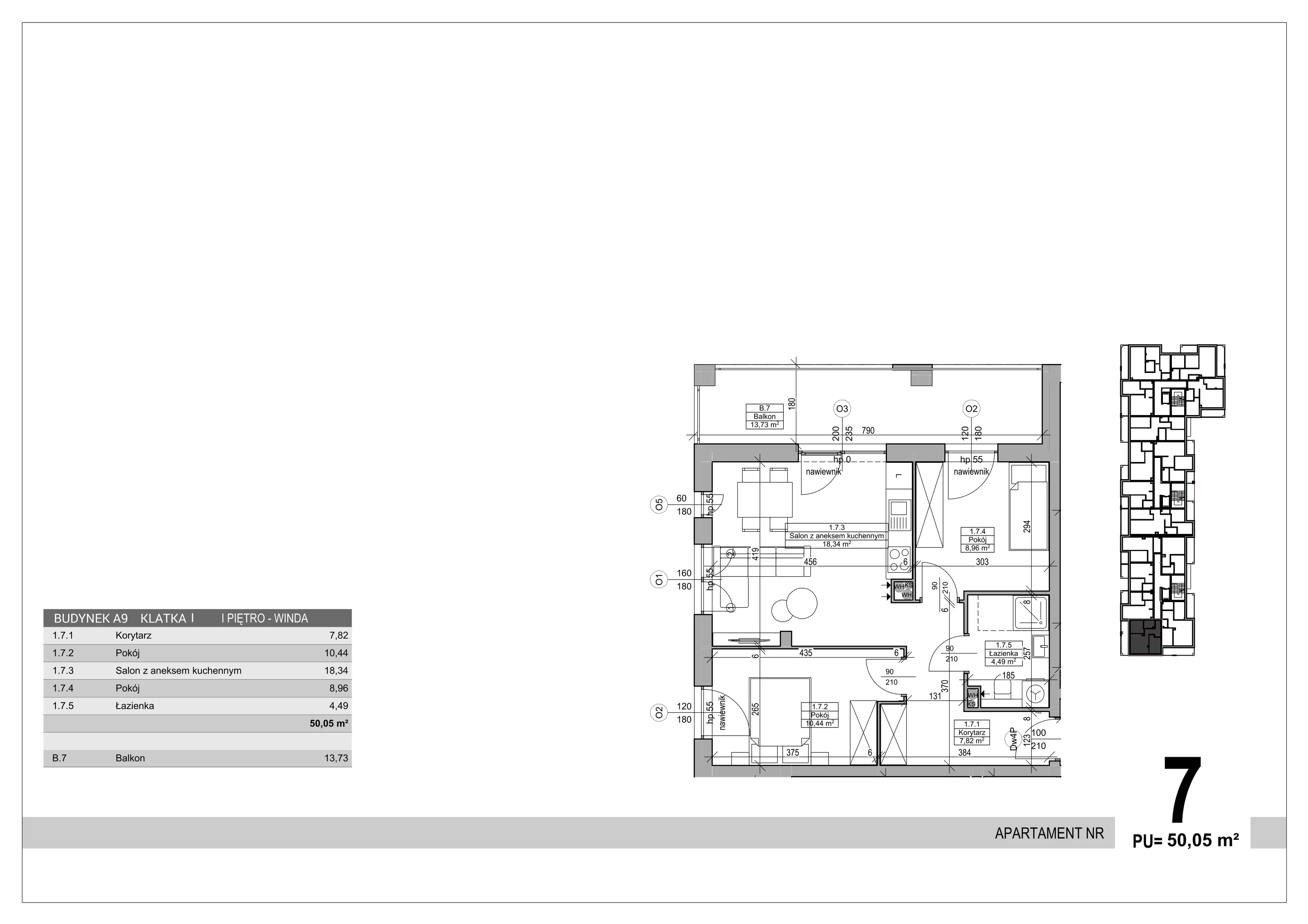 3 pokoje, apartament 50,05 m², piętro 1, oferta nr 7, Sobola Biel - Budynek A9, Suwałki, ul. Aleksandry Piłsudskiej