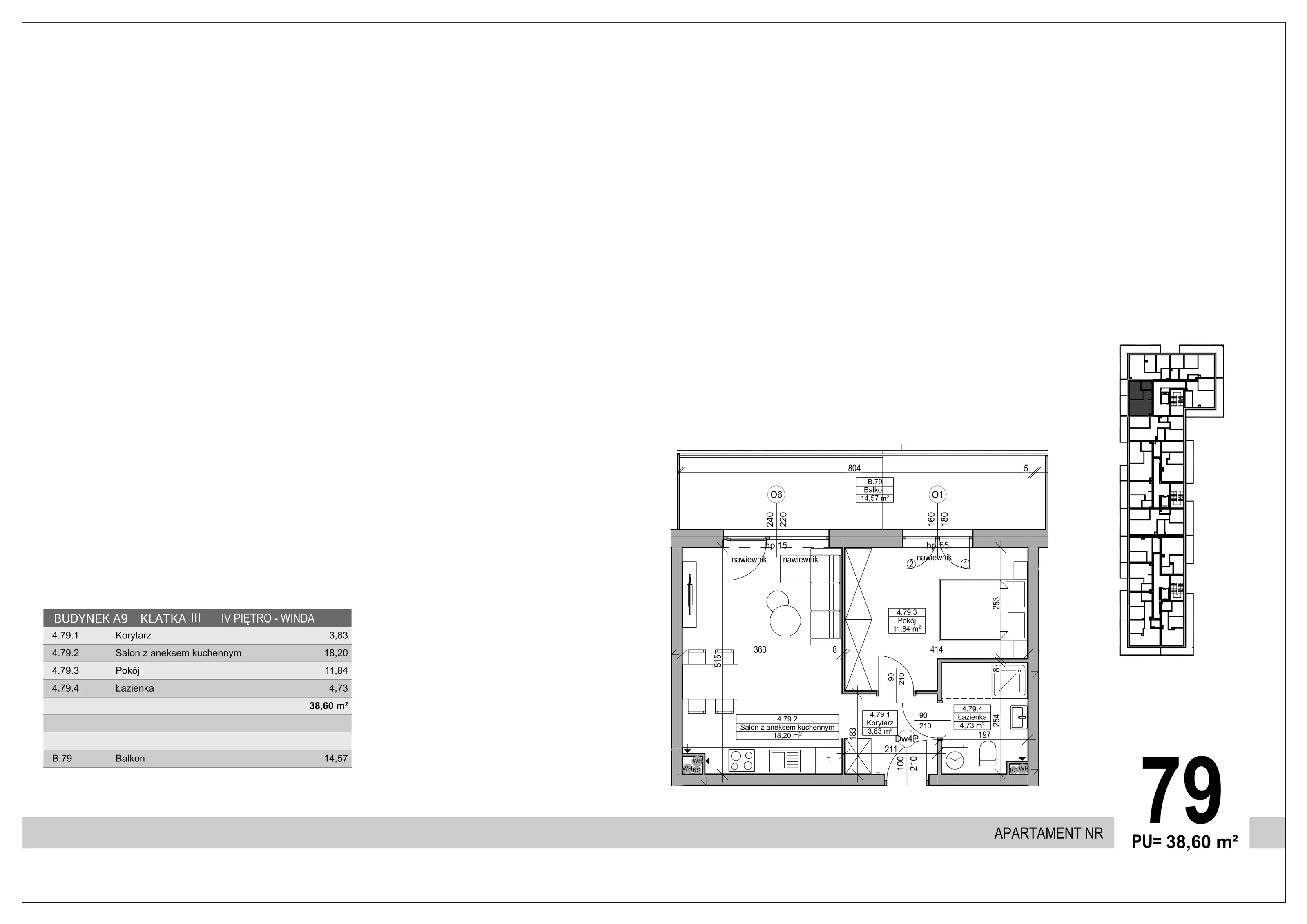 Apartament 38,60 m², piętro 4, oferta nr 79, Sobola Biel - Budynek A9, Suwałki, ul. Aleksandry Piłsudskiej