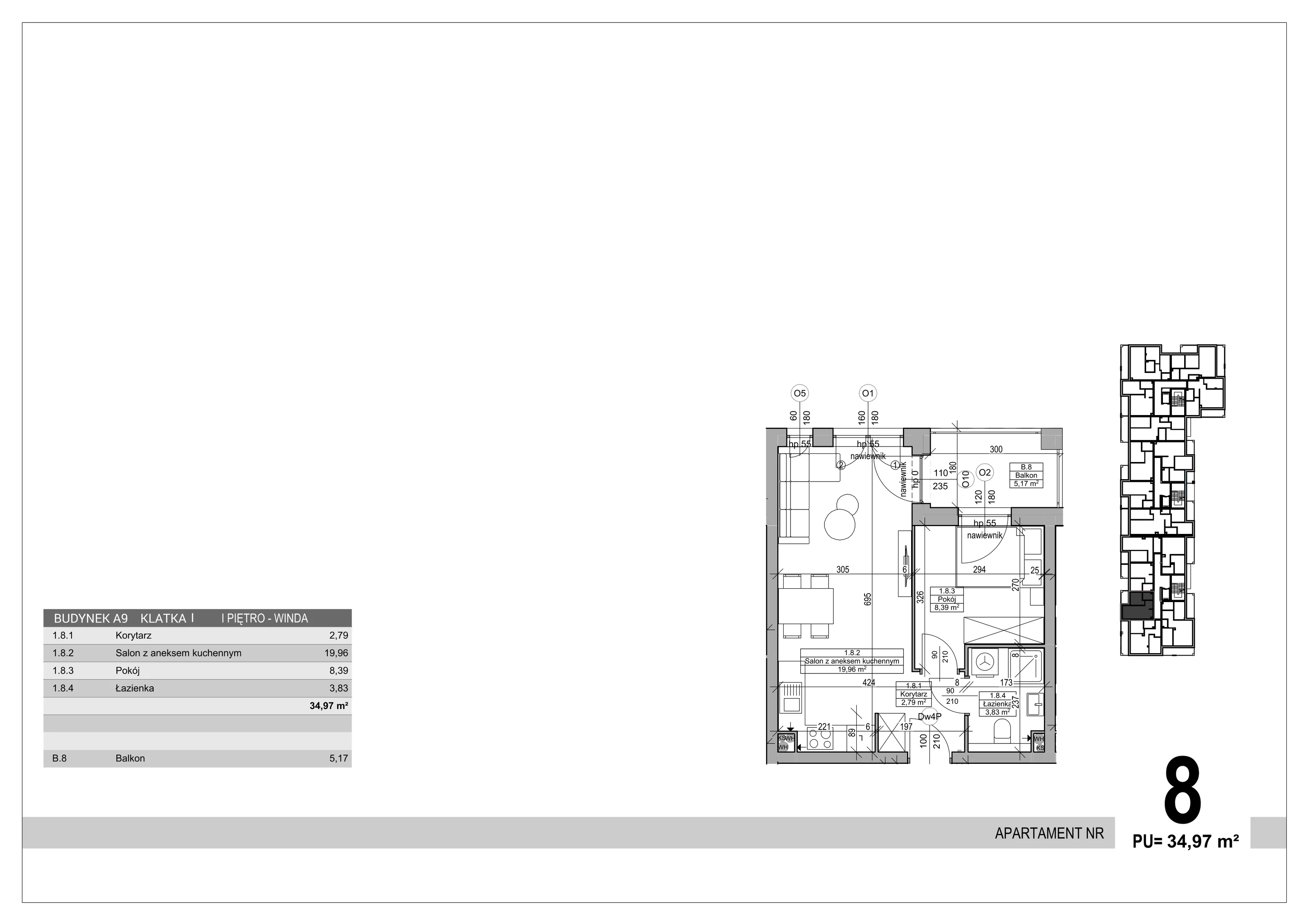 Apartament 34,97 m², piętro 1, oferta nr 8, Sobola Biel - Budynek A9, Suwałki, ul. Aleksandry Piłsudskiej