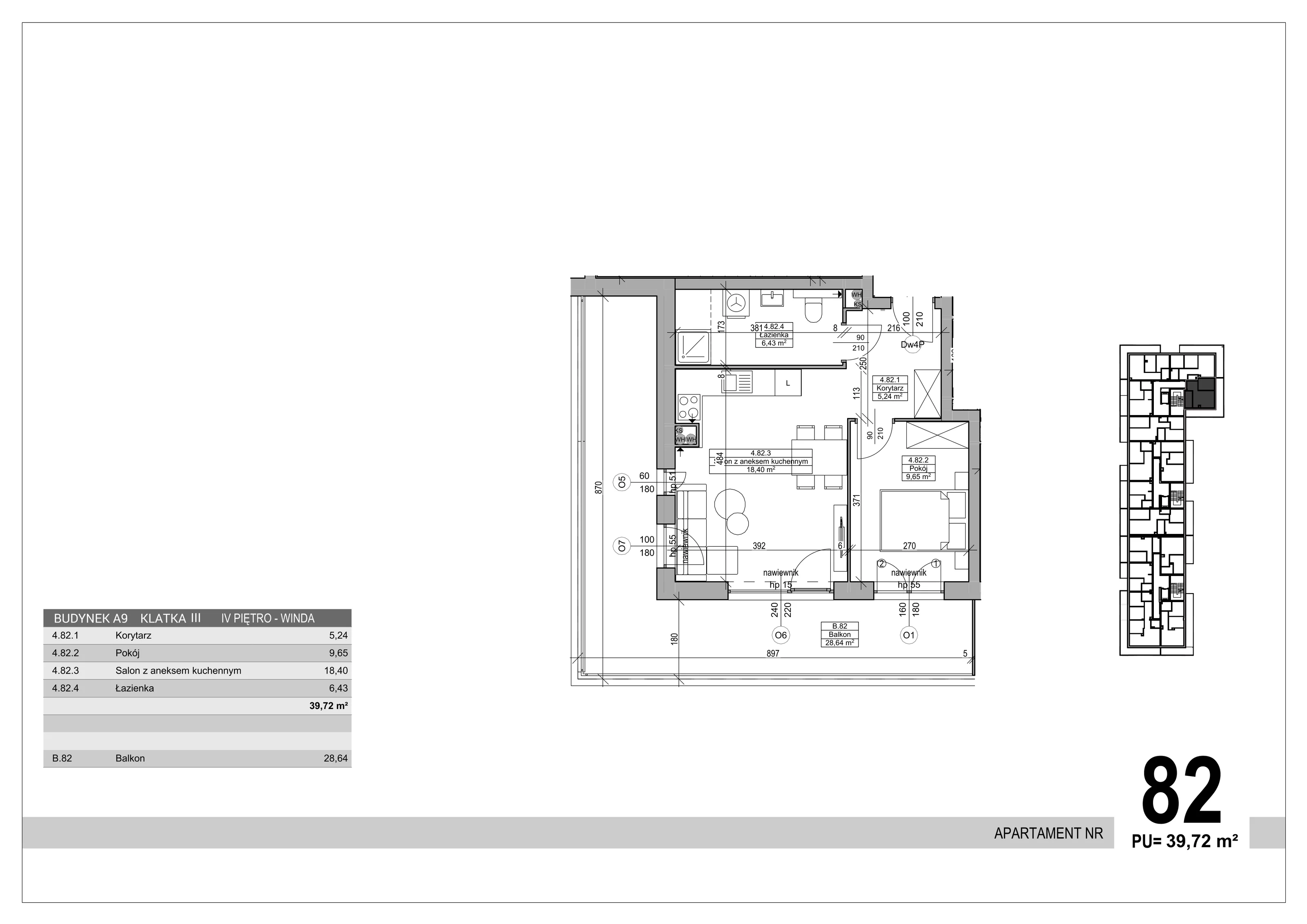 Apartament 39,72 m², piętro 4, oferta nr 82, Sobola Biel - Budynek A9, Suwałki, ul. Aleksandry Piłsudskiej