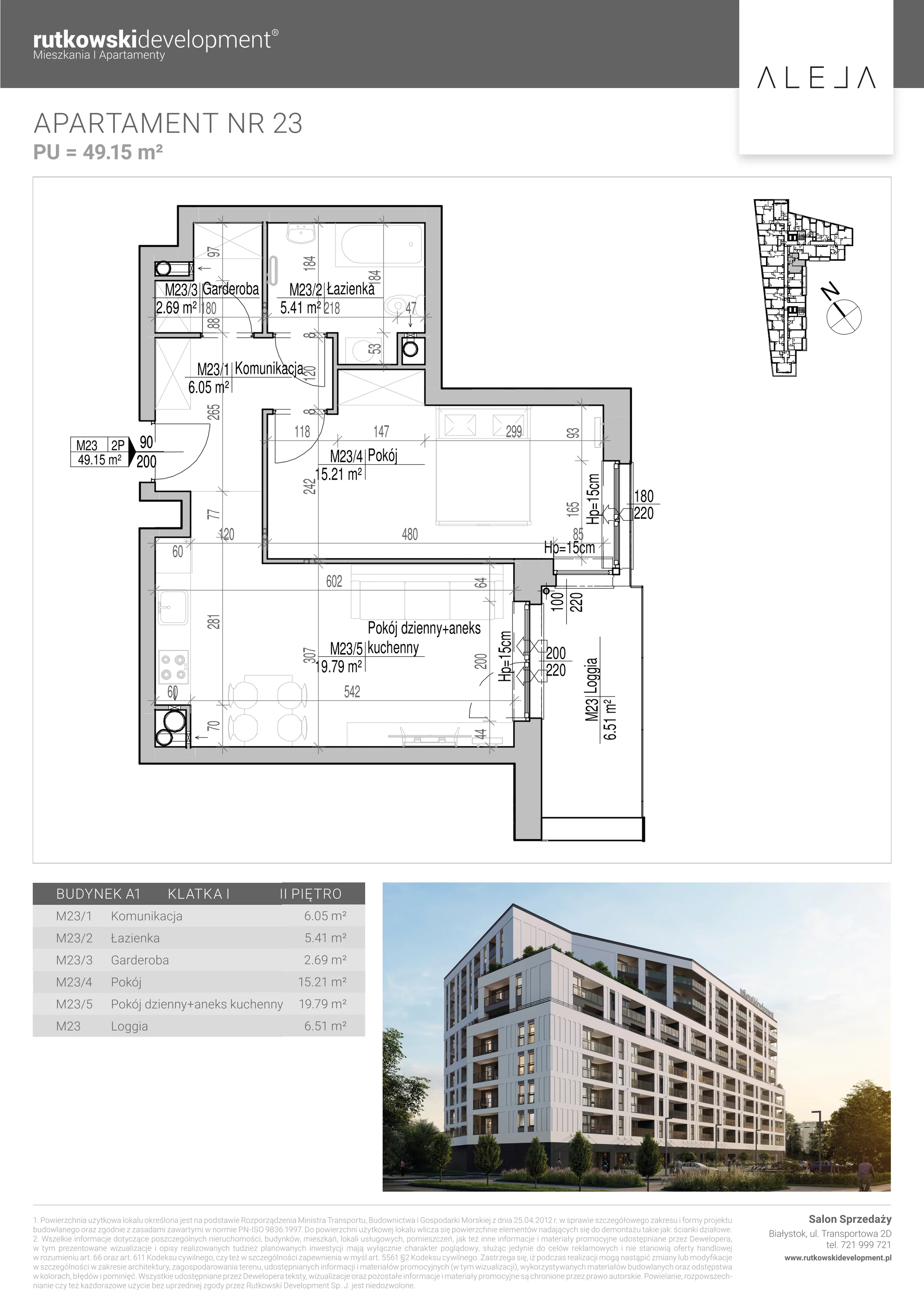 Apartament 49,15 m², piętro 2, oferta nr 23, Aleja, Białystok, Wysoki Stoczek, ul. Studzienna 2