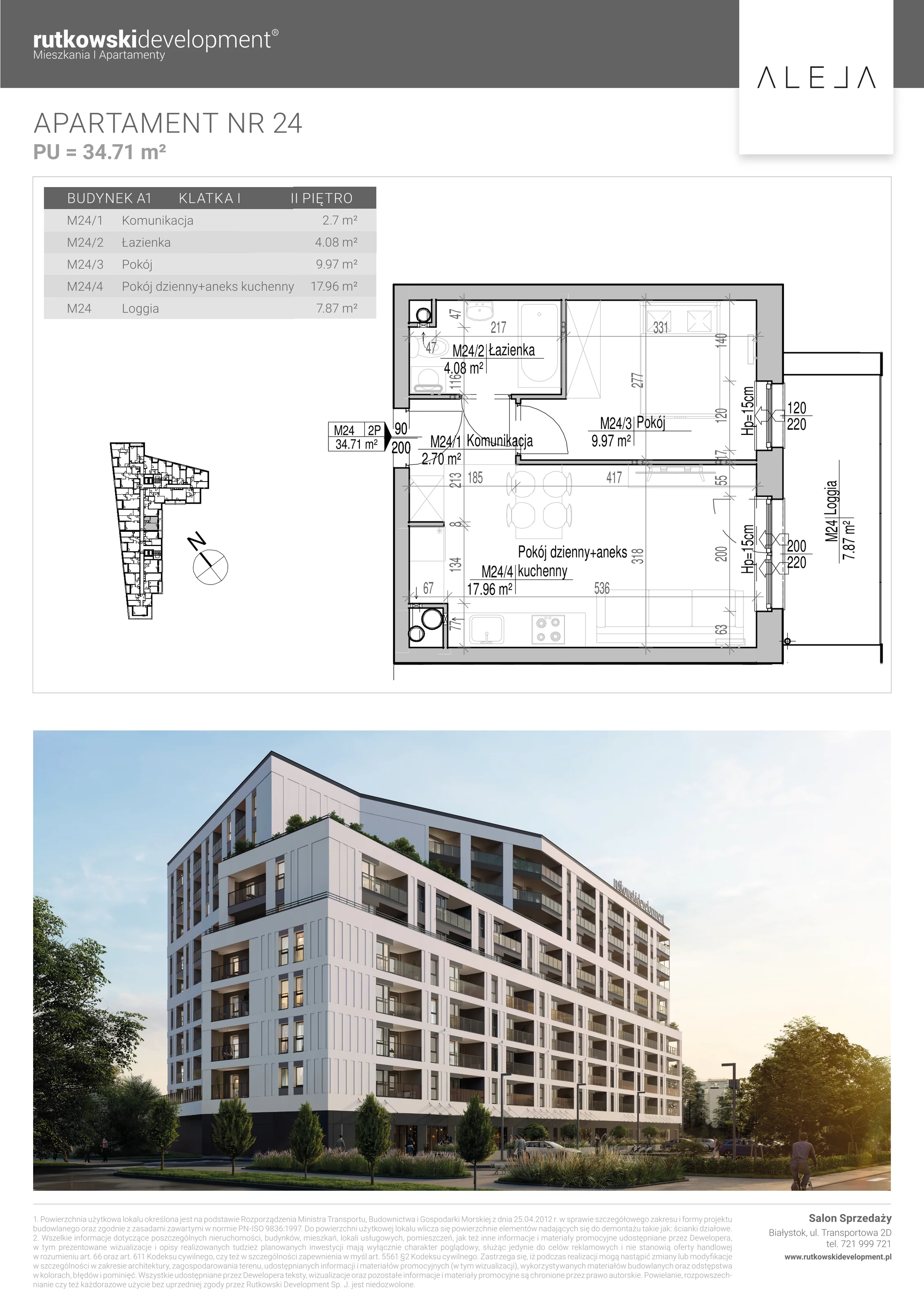 Apartament 34,71 m², piętro 2, oferta nr 24, Aleja, Białystok, Wysoki Stoczek, ul. Studzienna 2