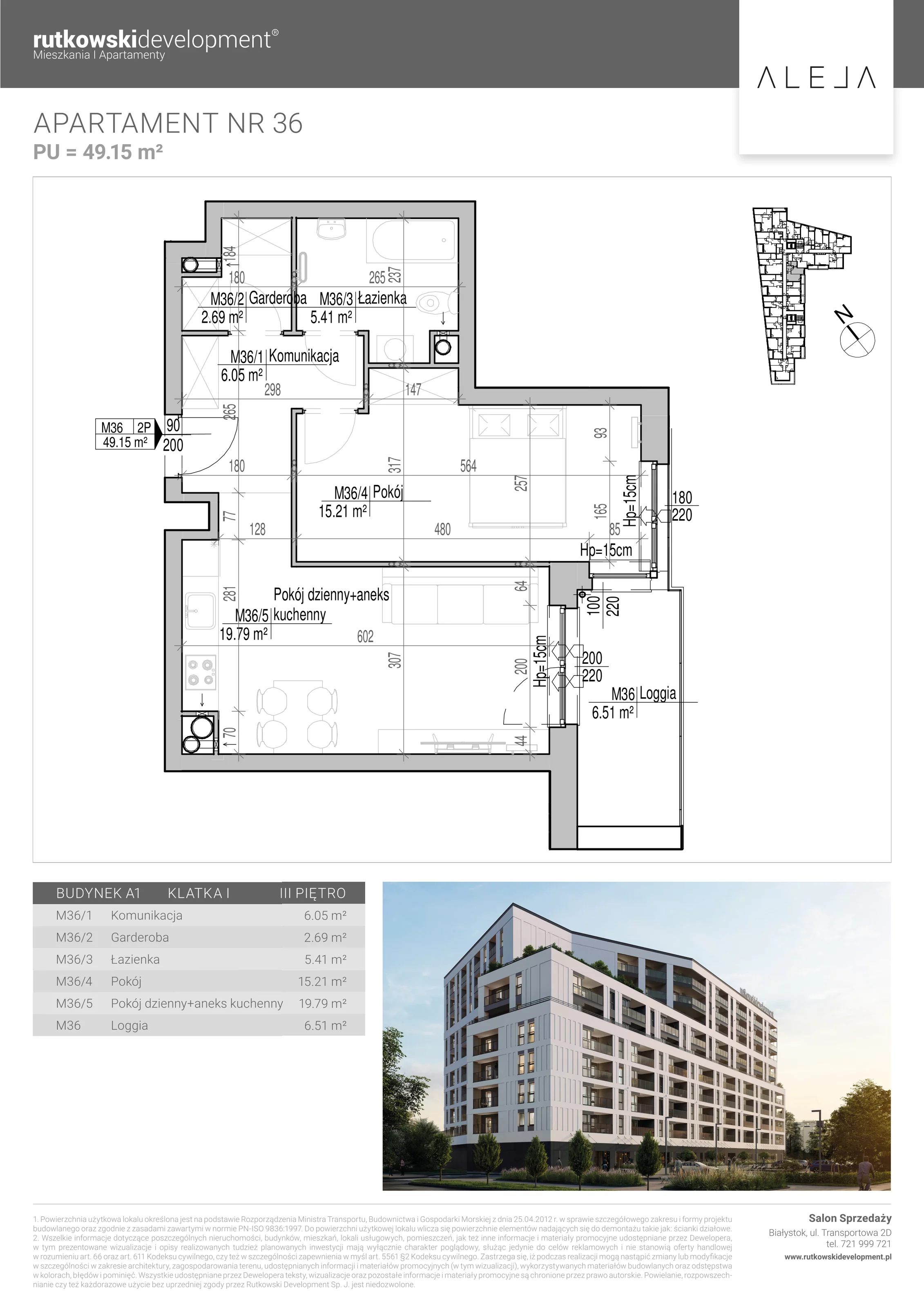 Apartament 49,15 m², piętro 3, oferta nr 36, Aleja, Białystok, Wysoki Stoczek, ul. Studzienna 2