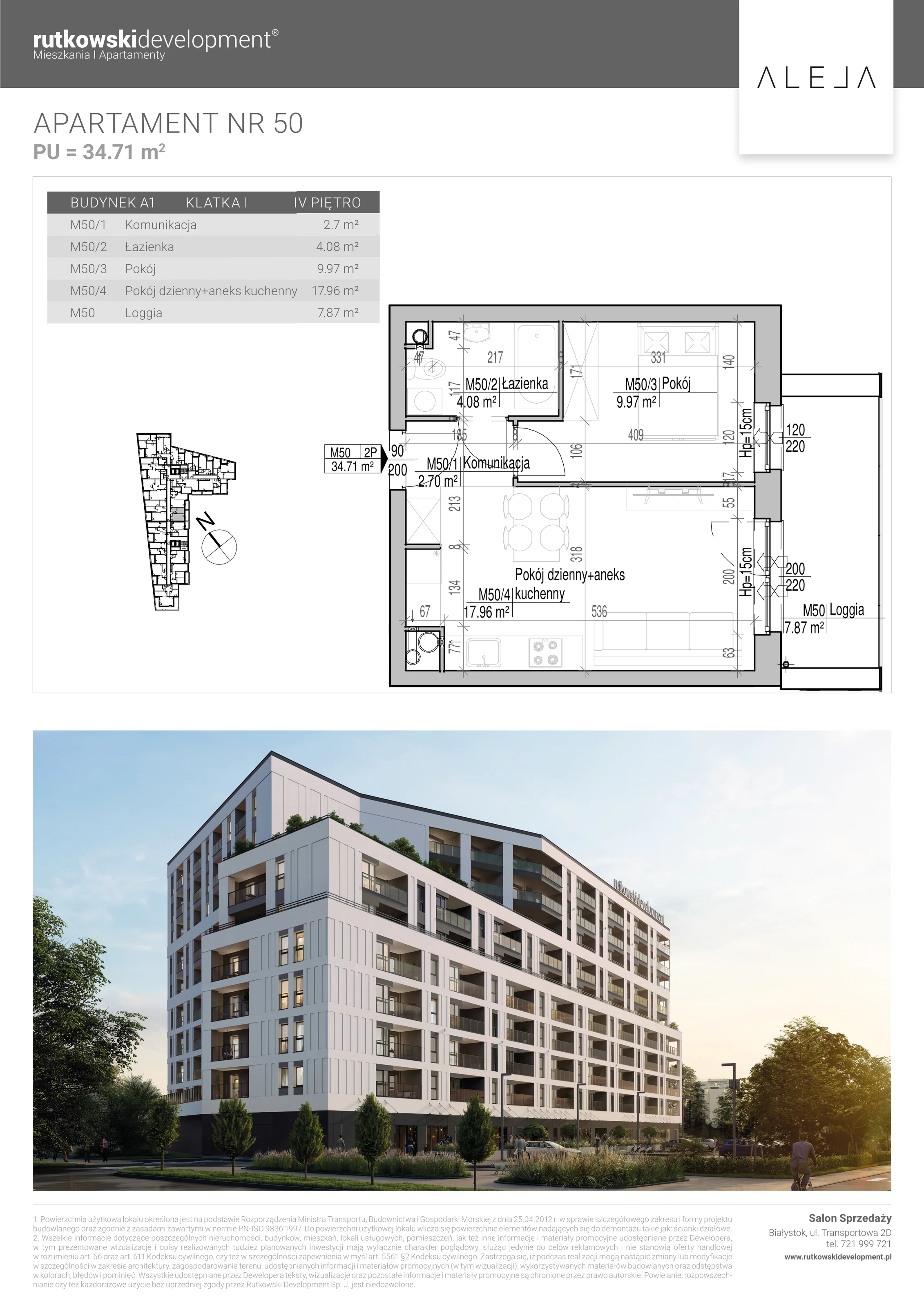 Apartament 34,71 m², piętro 4, oferta nr 50, Aleja, Białystok, Wysoki Stoczek, ul. Studzienna 2