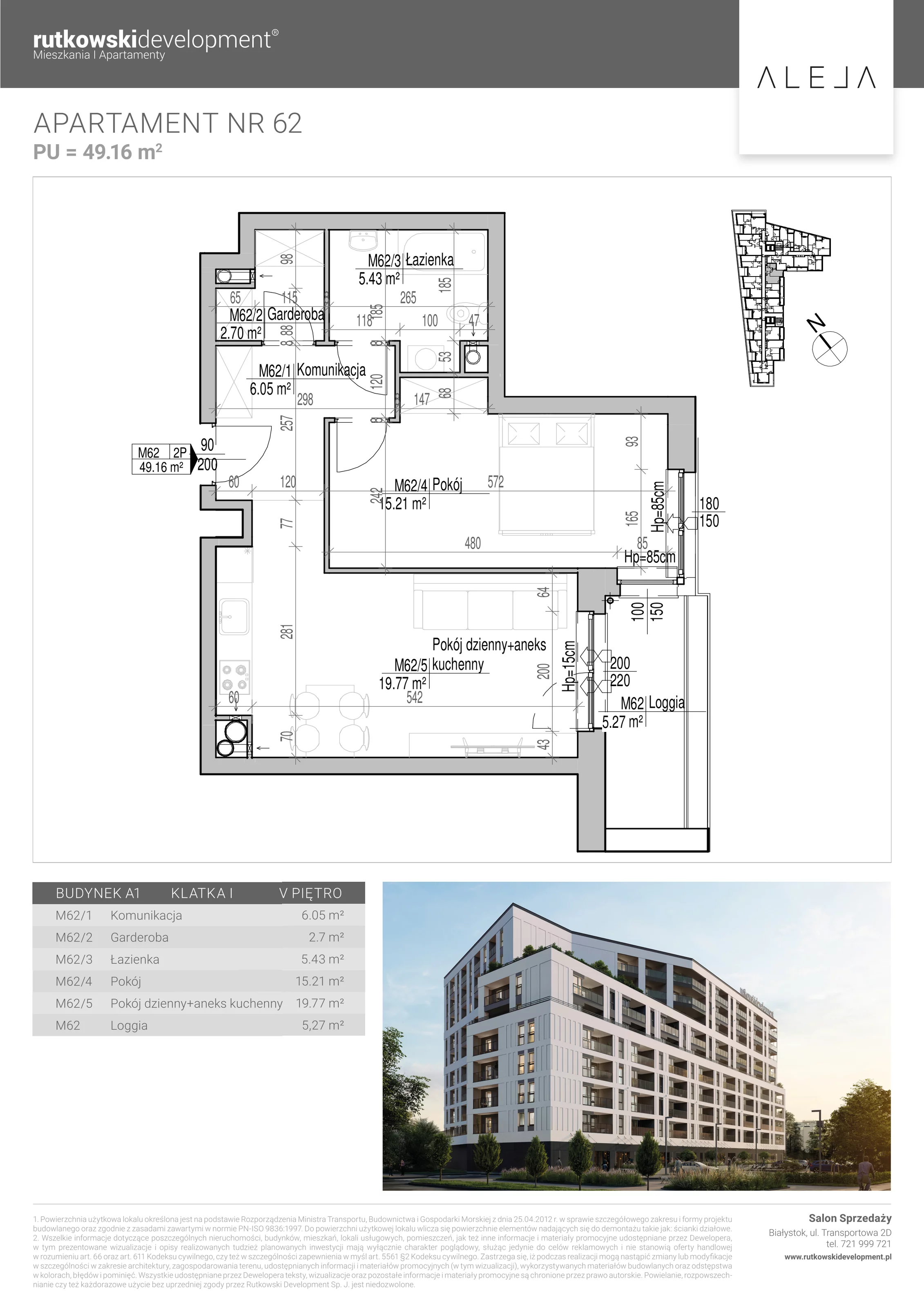 Apartament 49,16 m², piętro 5, oferta nr 62, Aleja, Białystok, Wysoki Stoczek, ul. Studzienna 2