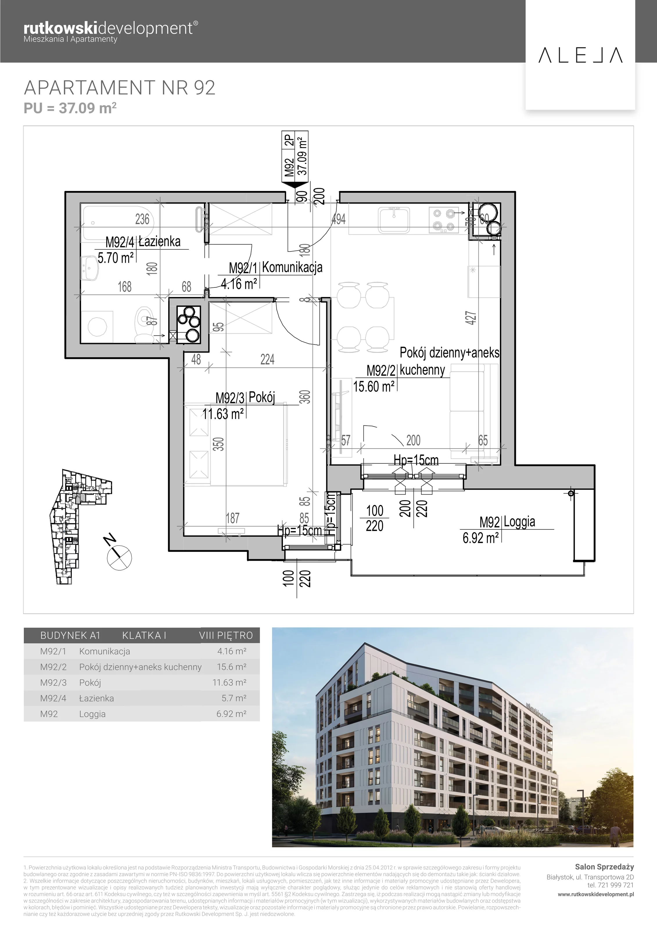 Apartament 37,09 m², piętro 8, oferta nr 92, Aleja, Białystok, Wysoki Stoczek, ul. Studzienna 2