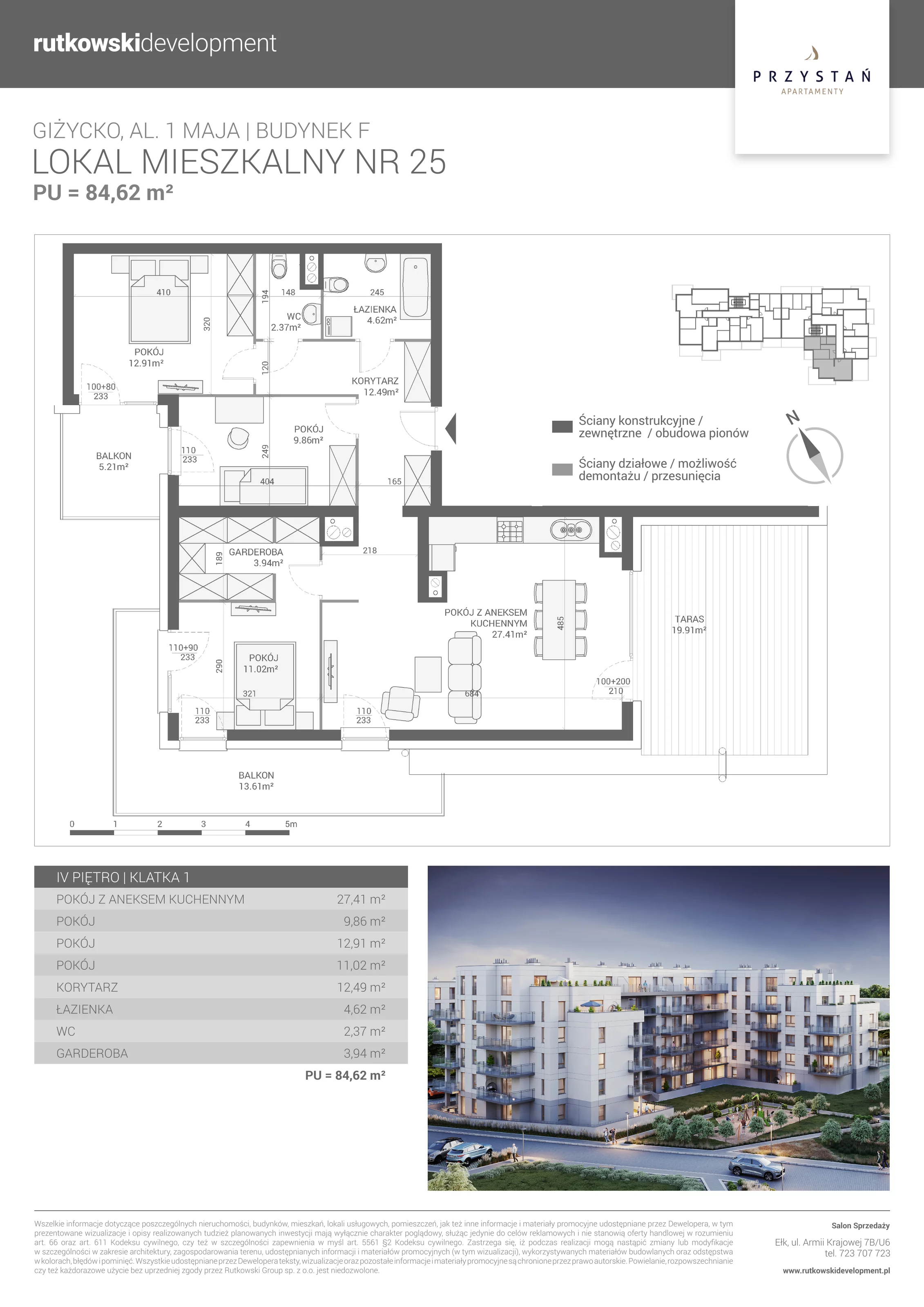 4 pokoje, mieszkanie 84,62 m², piętro 4, oferta nr M-25, Apartamenty Przystań - Etap F, Giżycko, al. 1 Maja 34