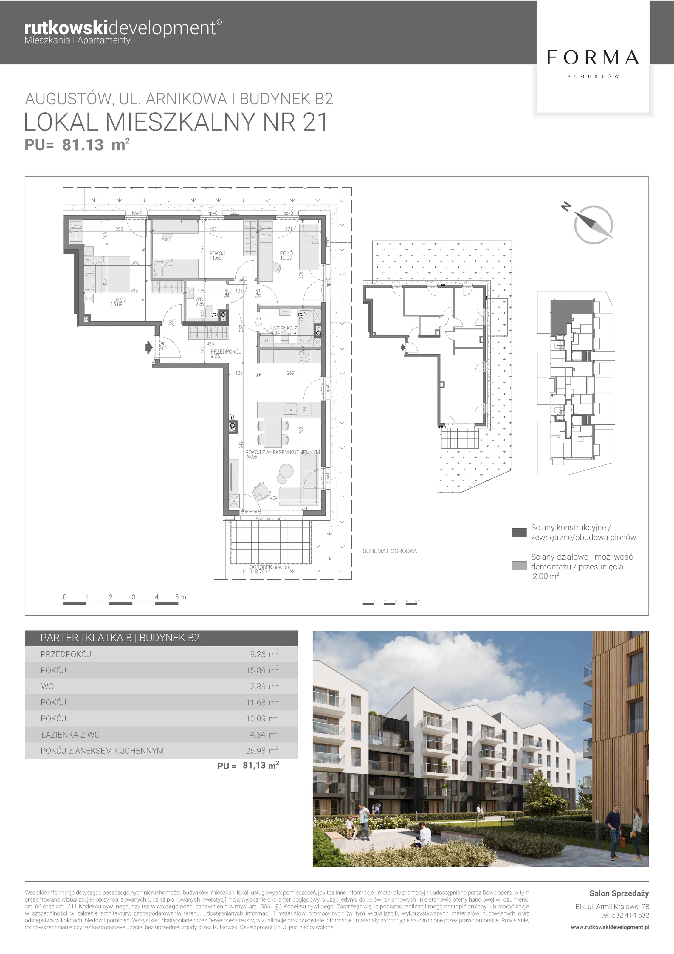 4 pokoje, mieszkanie 81,13 m², parter, oferta nr M-21, Forma Augustów, Augustów, ul. Arnikowa 10G