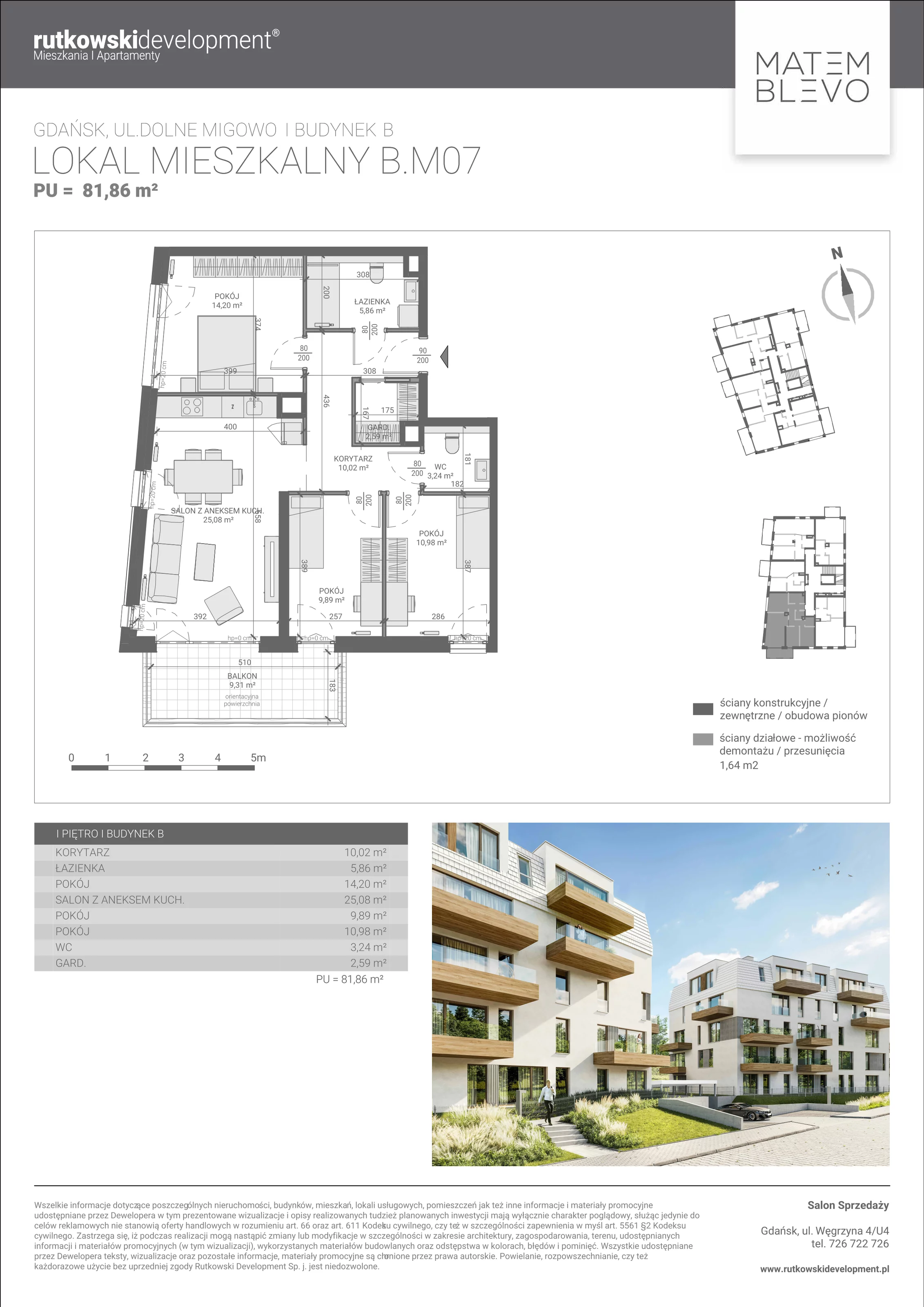 Mieszkanie 81,86 m², piętro 1, oferta nr B.M07, Matemblevo, Gdańsk, Brętowo, ul. Dolne Migowo 23 D