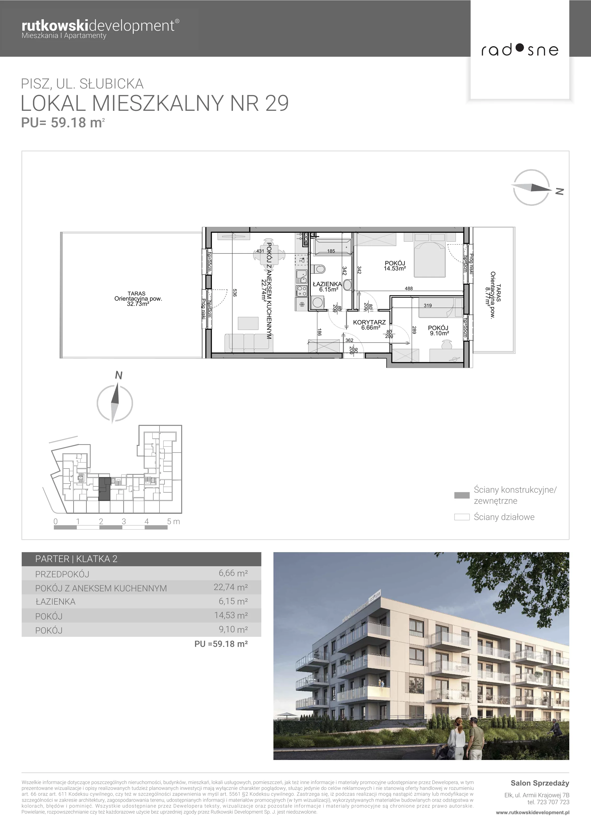 Mieszkanie 59,18 m², parter, oferta nr M-29, Osiedle Radosne, Pisz, ul. Słubicka