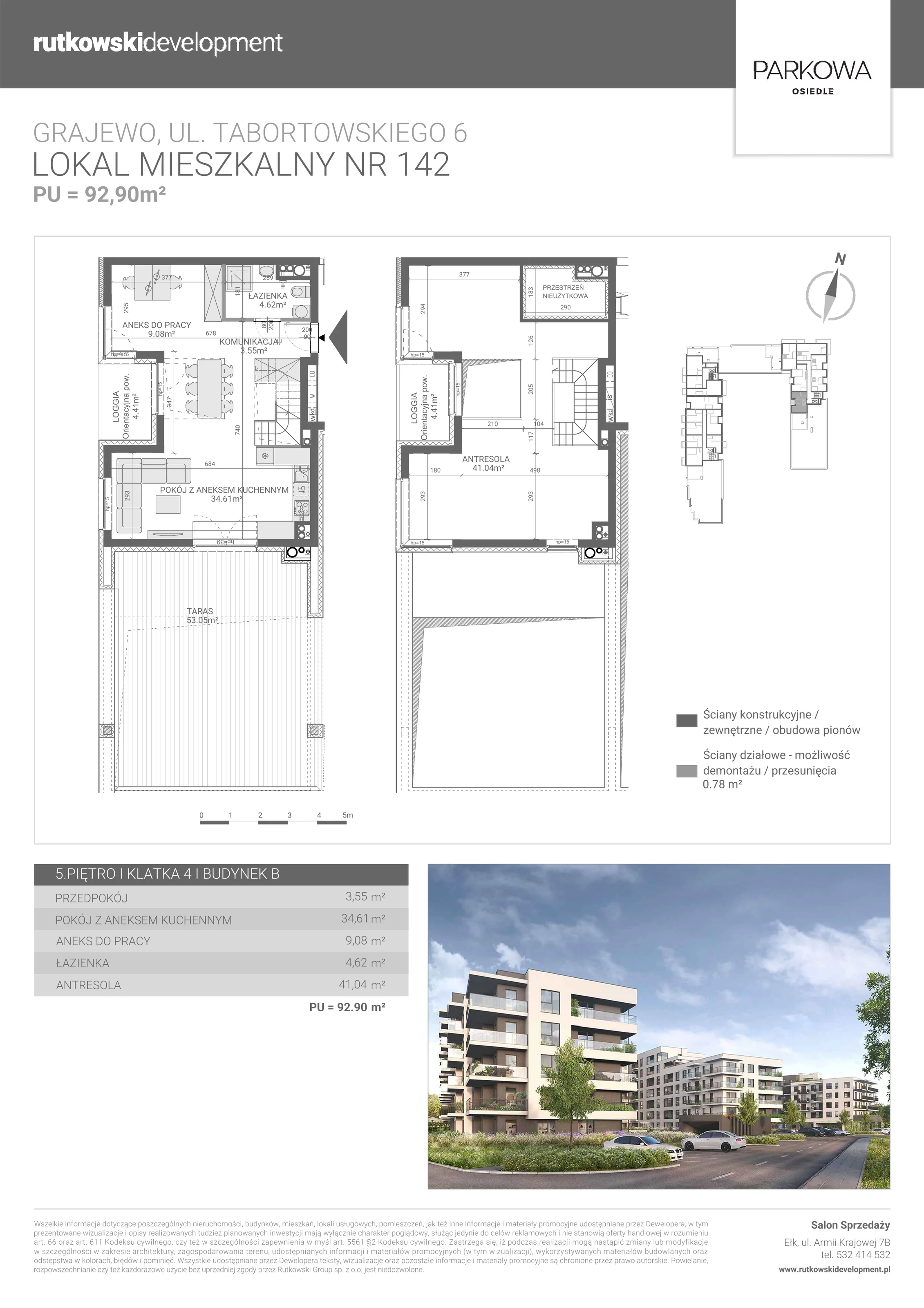1 pokój, mieszkanie 92,90 m², piętro 5, oferta nr M/142, Parkowa Osiedle, Grajewo, ul. mjr. Jana Tabortowskiego 6