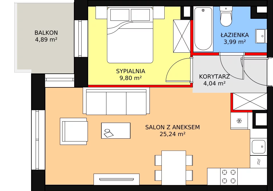 Apartament 43,07 m², piętro 1, oferta nr M - 81, Ultra Marina, Ełk, Jeziorna, ul. bp. Edwarda Samsela 3