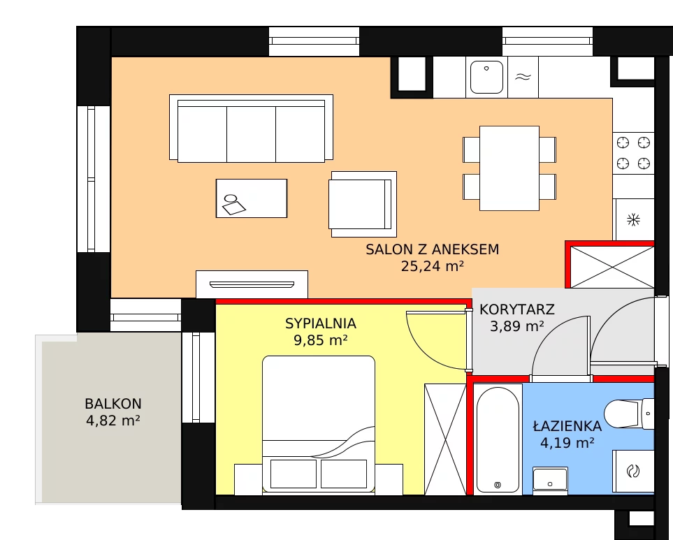 Apartament 43,17 m², piętro 4, oferta nr M, Ultra Marina, Ełk, Jeziorna, ul. bp. Edwarda Samsela 3