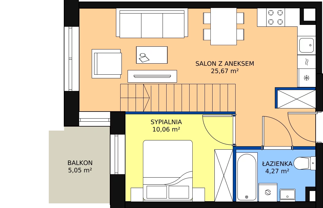 3 pokoje, apartament 65,43 m², piętro 4, oferta nr M-19, Ultra Marina, Ełk, Jeziorna, ul. bp. Edwarda Samsela 3