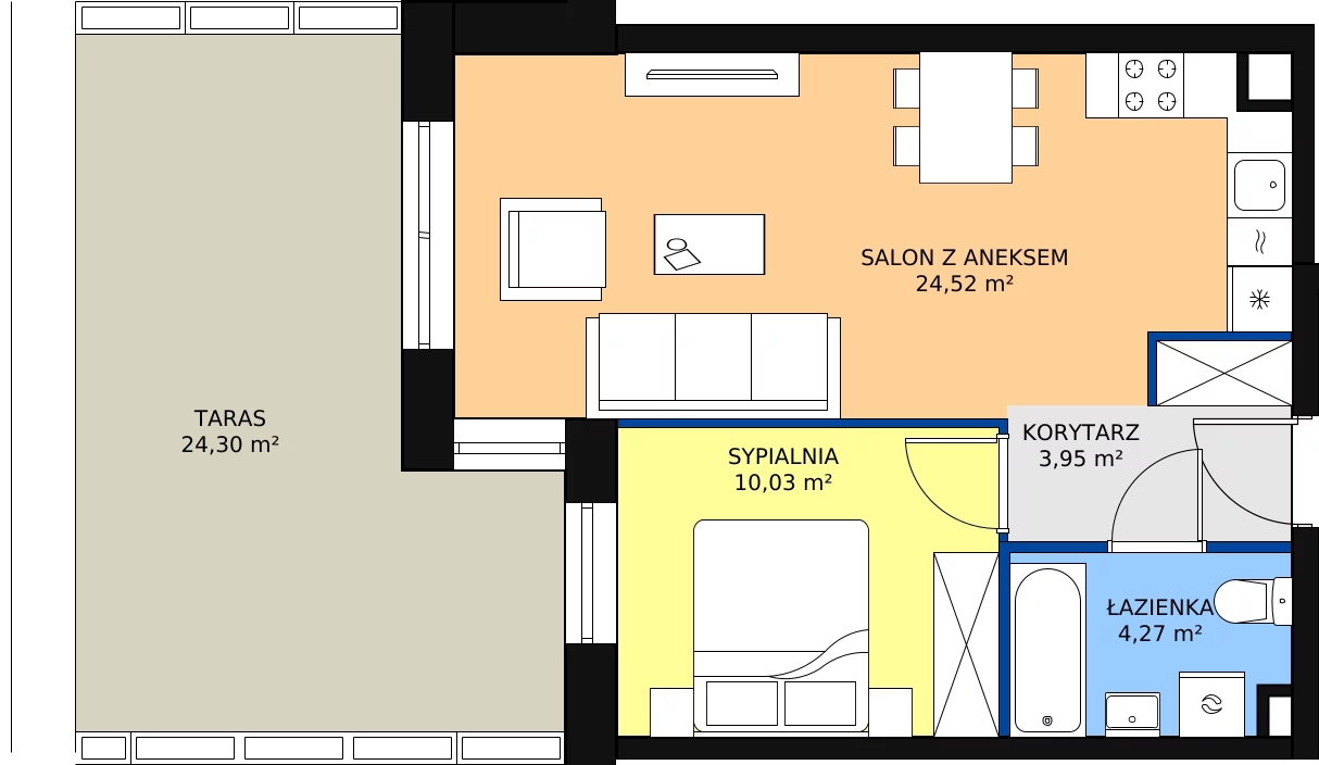 2 pokoje, apartament 42,77 m², parter, oferta nr M-22, Ultra Marina, Ełk, Jeziorna, ul. bp. Edwarda Samsela 3