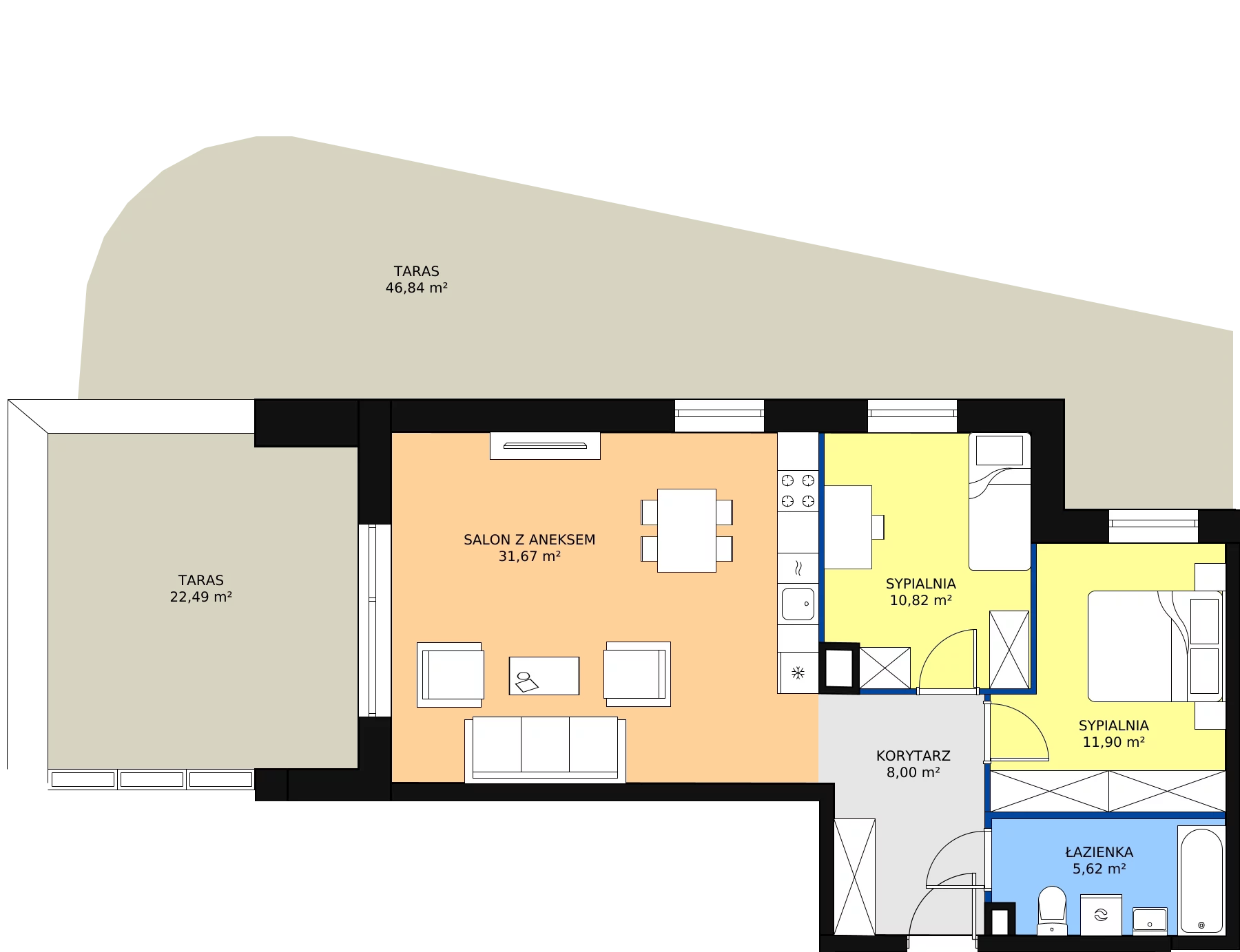 3 pokoje, apartament 68,01 m², parter, oferta nr M-23, Ultra Marina, Ełk, Jeziorna, ul. bp. Edwarda Samsela 3