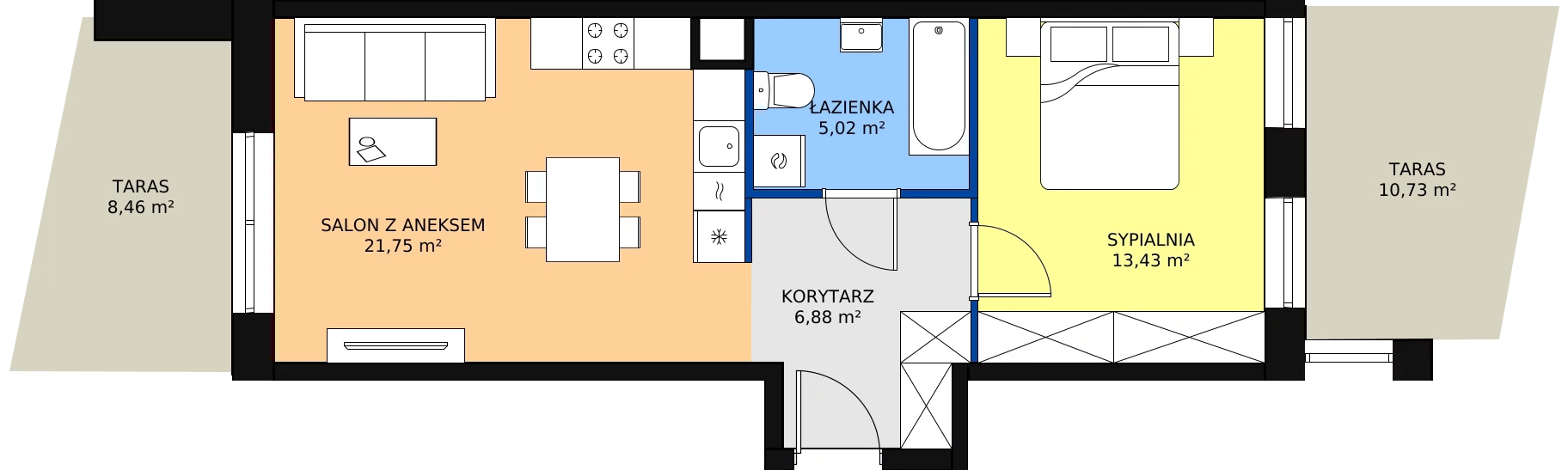 2 pokoje, apartament 47,08 m², parter, oferta nr M-24, Ultra Marina, Ełk, Jeziorna, ul. bp. Edwarda Samsela 3