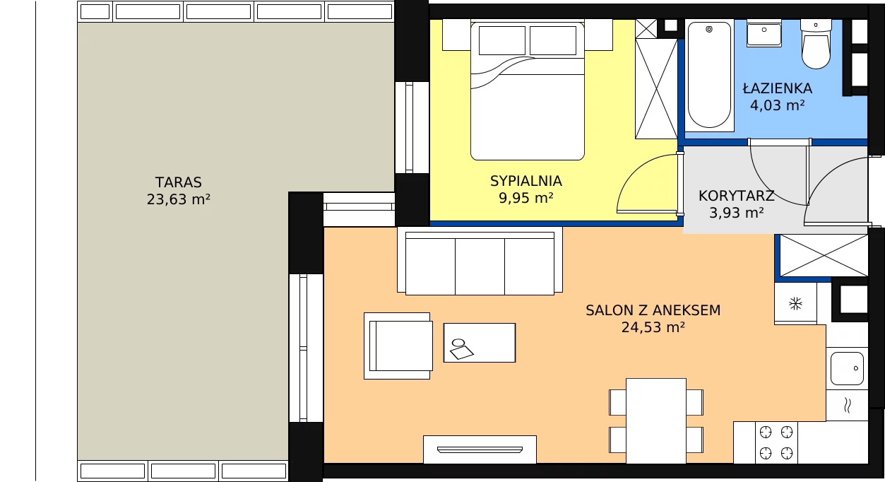 2 pokoje, apartament 42,44 m², piętro 1, oferta nr M-3, Ultra Marina, Ełk, Jeziorna, ul. bp. Edwarda Samsela 3