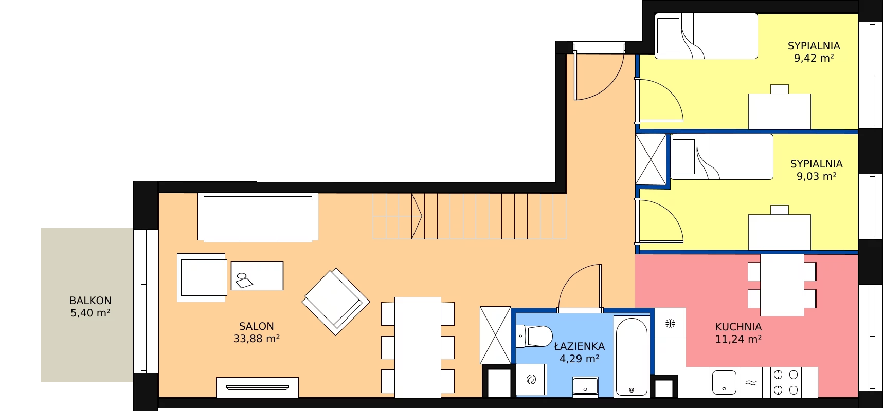 5 pokoi, apartament 103,91 m², piętro 4, oferta nr M-40, Ultra Marina, Ełk, Jeziorna, ul. bp. Edwarda Samsela 3
