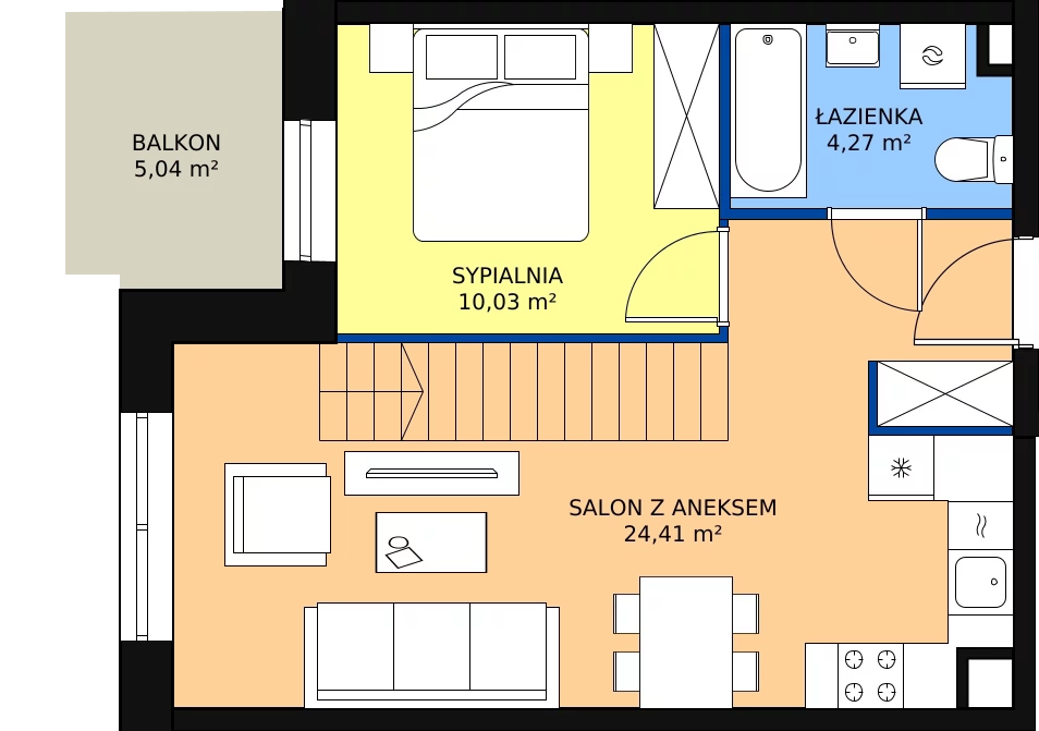 3 pokoje, apartament 65,35 m², piętro 4, oferta nr M-41, Ultra Marina, Ełk, Jeziorna, ul. bp. Edwarda Samsela 3