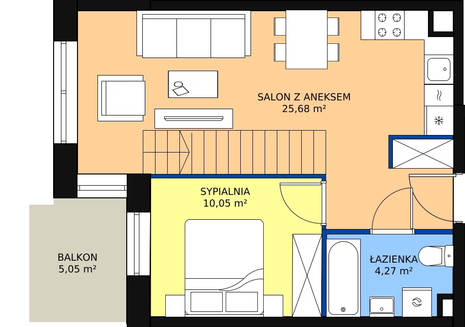 3 pokoje, apartament 50,00 m², parter, oferta nr M-42, Ultra Marina, Ełk, Jeziorna, ul. bp. Edwarda Samsela 3