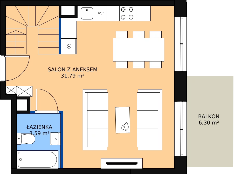 2 pokoje, apartament 55,08 m², piętro 4, oferta nr M-56, Ultra Marina, Ełk, Jeziorna, ul. bp. Edwarda Samsela 3