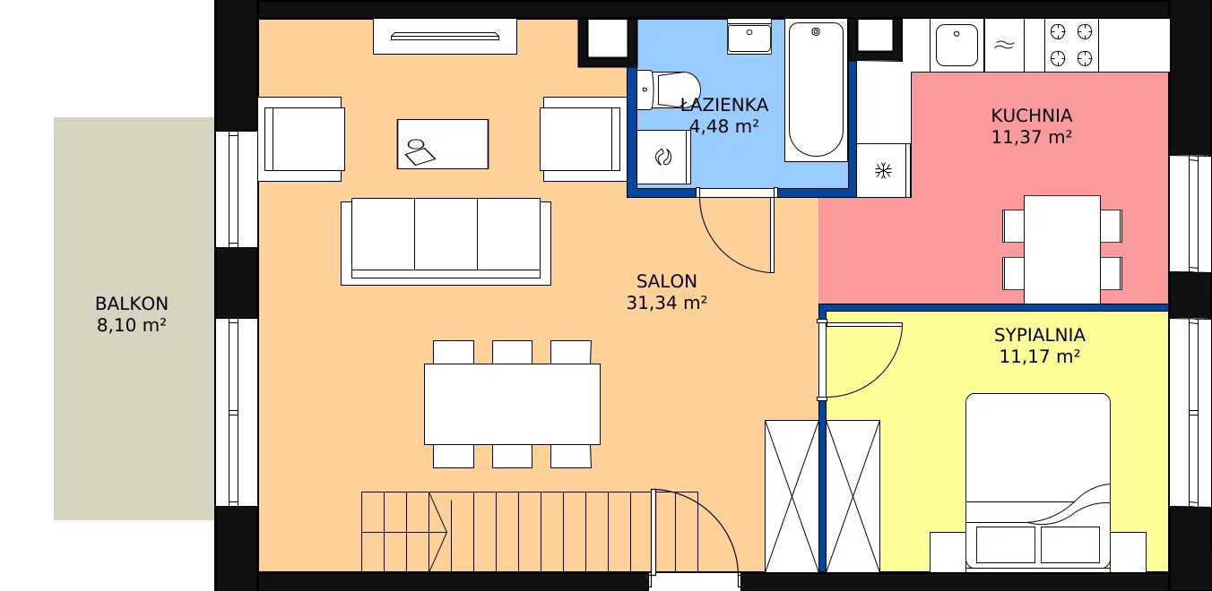 5 pokoi, apartament 103,22 m², piętro 4, oferta nr M-65, Ultra Marina, Ełk, Jeziorna, ul. bp. Edwarda Samsela 3