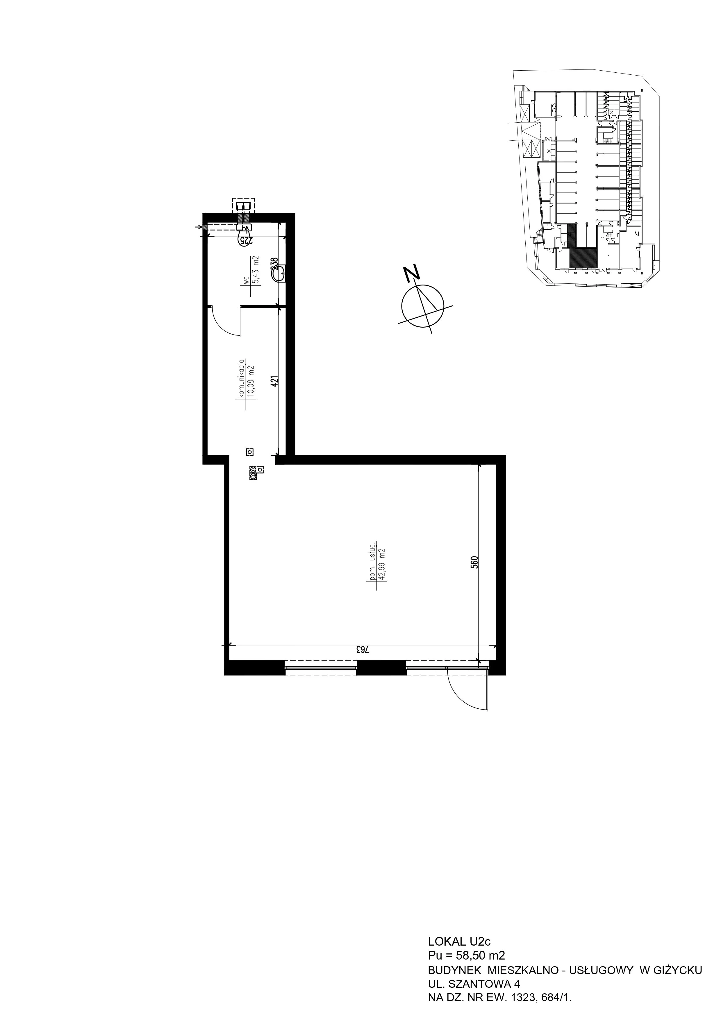 Lokal użytkowy 58,50 m², oferta nr Uc2, Marina House - lokale usługowe, Giżycko, ul. Szantowa 4