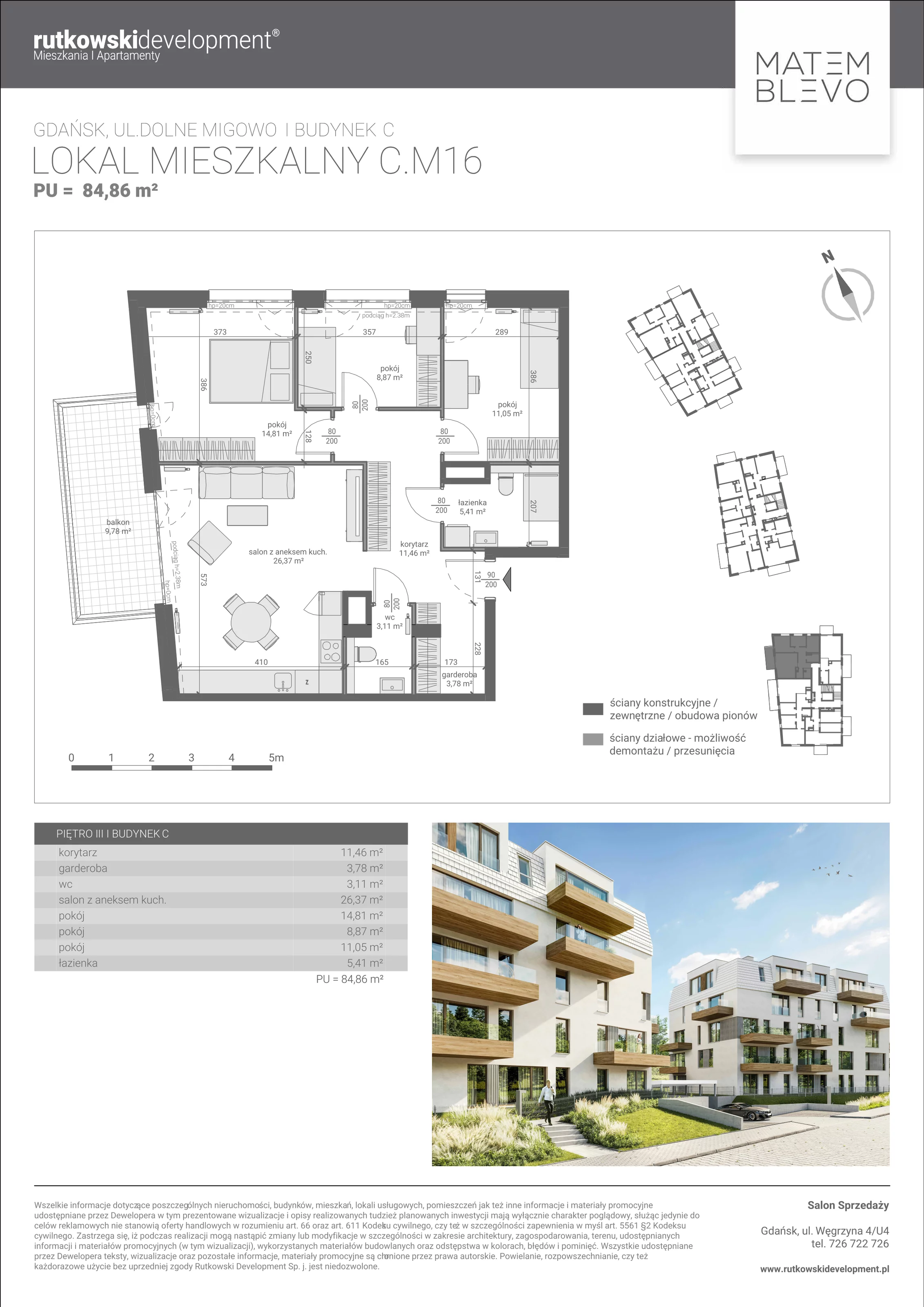 Apartament 84,86 m², piętro 3, oferta nr 16, Matemblevo - etap c, Gdańsk, Piecki-Migowo, ul. Dolne Migowo 23 E