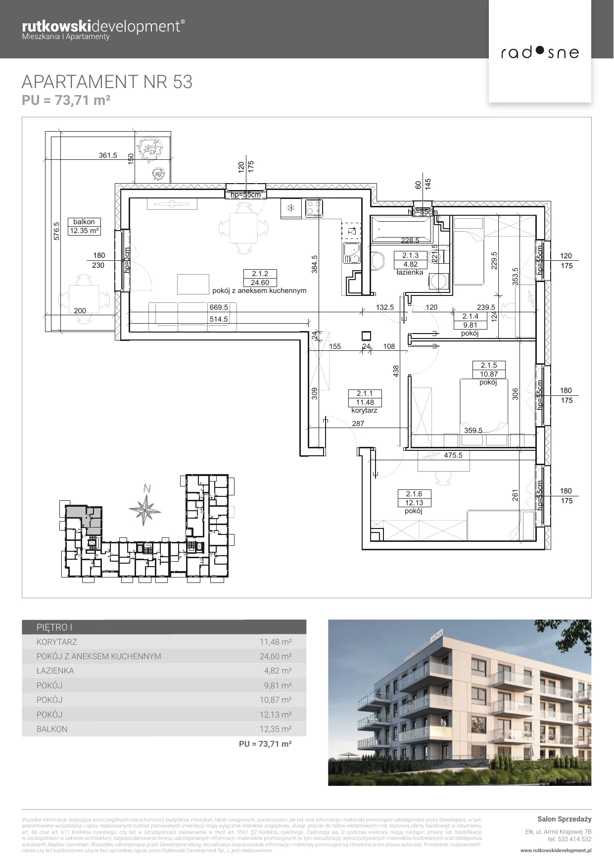 Mieszkanie 73,71 m², piętro 1, oferta nr M-53, Osiedle Radosne, Pisz, ul. Słubicka