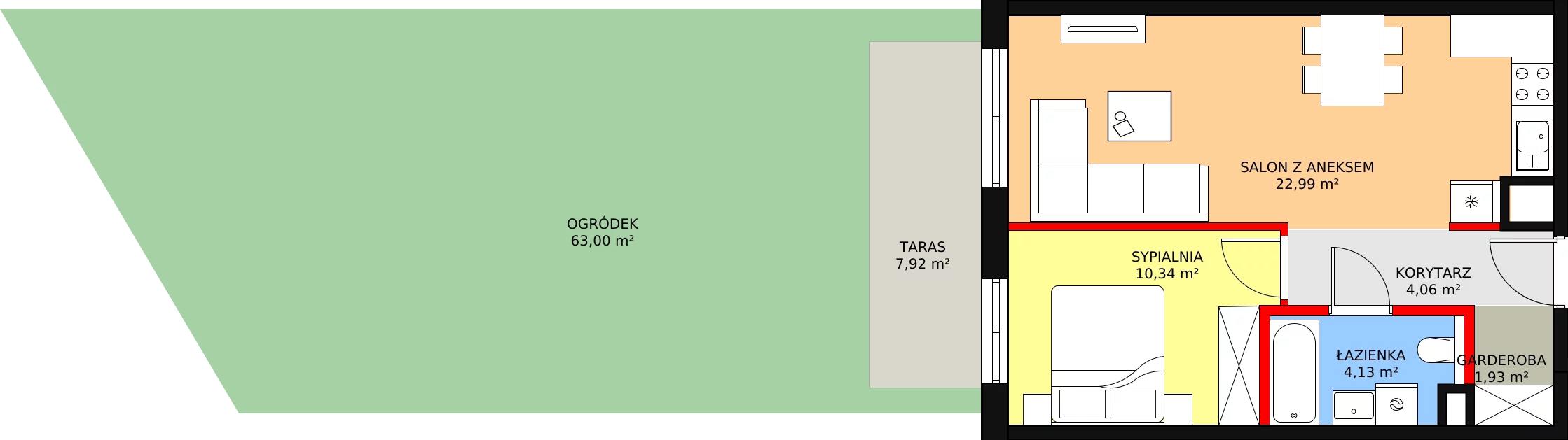 Mieszkanie 44,23 m², parter, oferta nr 0_9, Apartamenty Diuna, Gdańsk, Stogi, ul. Zakole 7