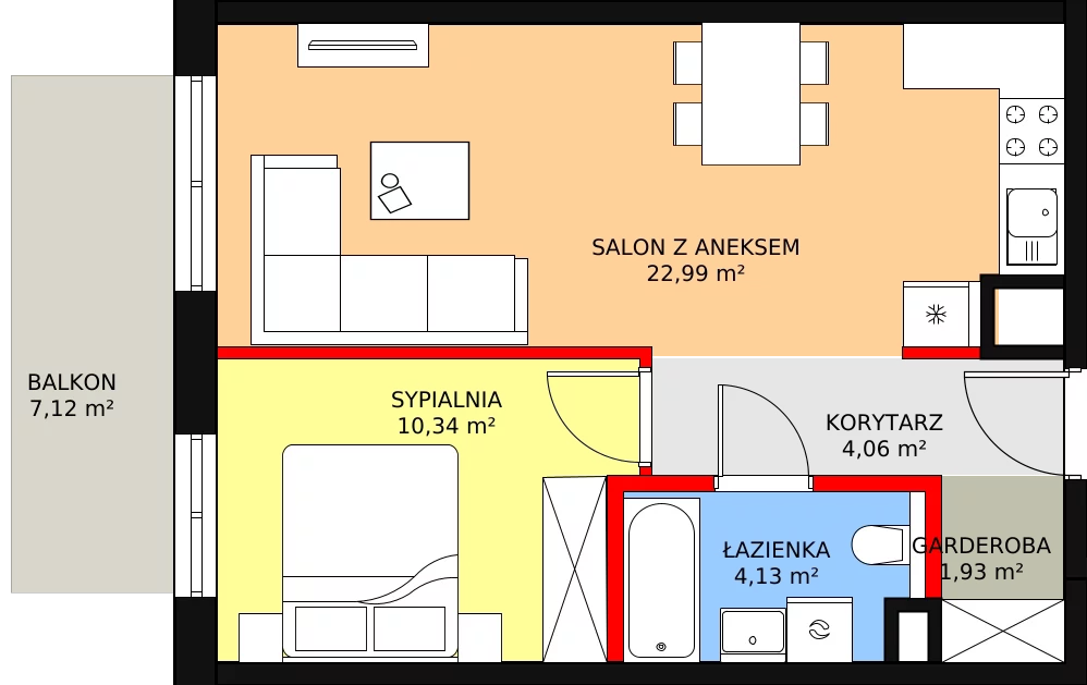 Mieszkanie 44,23 m², piętro 1, oferta nr 0_20, Apartamenty Diuna, Gdańsk, Stogi, ul. Zakole 7