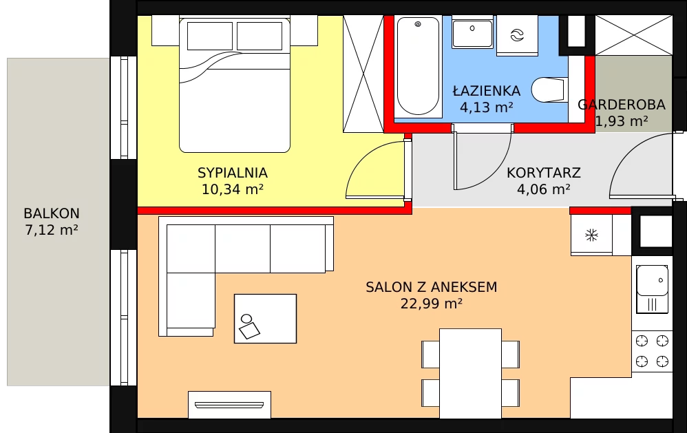 Mieszkanie 44,34 m², piętro 1, oferta nr 0_21, Apartamenty Diuna, Gdańsk, Stogi, ul. Zakole 7