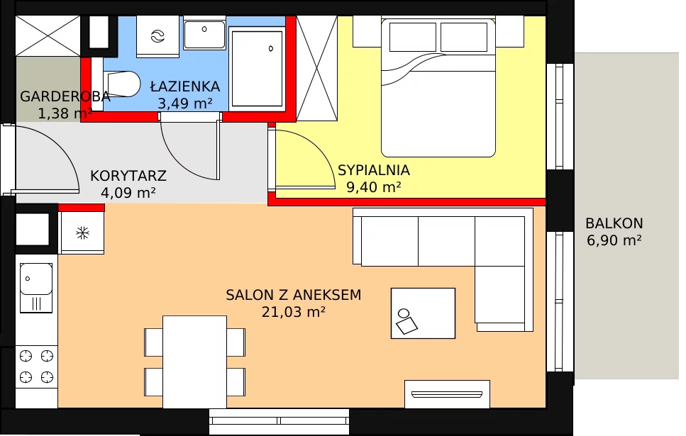 Mieszkanie 40,21 m², piętro 3, oferta nr 0_37, Apartamenty Diuna, Gdańsk, Stogi, ul. Zakole 7