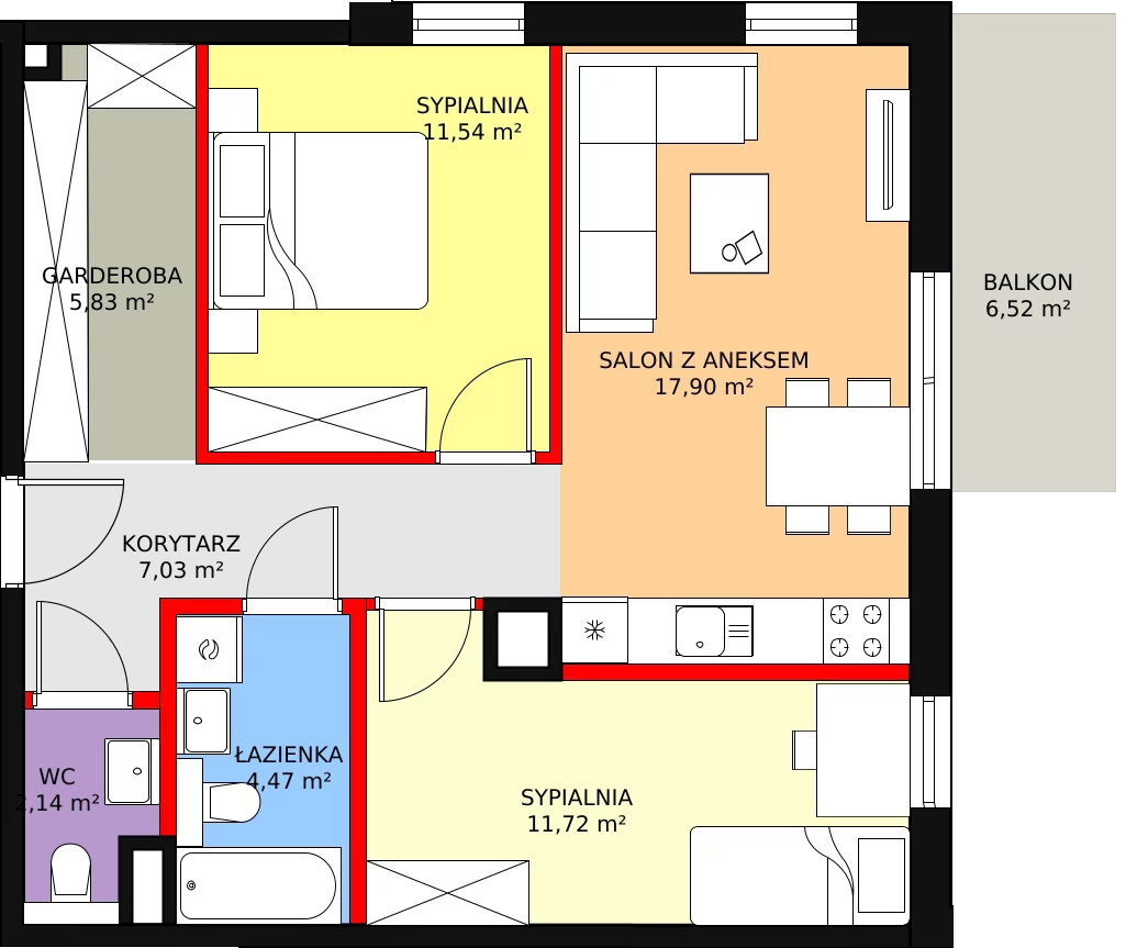 Mieszkanie 62,05 m², piętro 3, oferta nr 0_40, Apartamenty Diuna, Gdańsk, Stogi, ul. Zakole 7