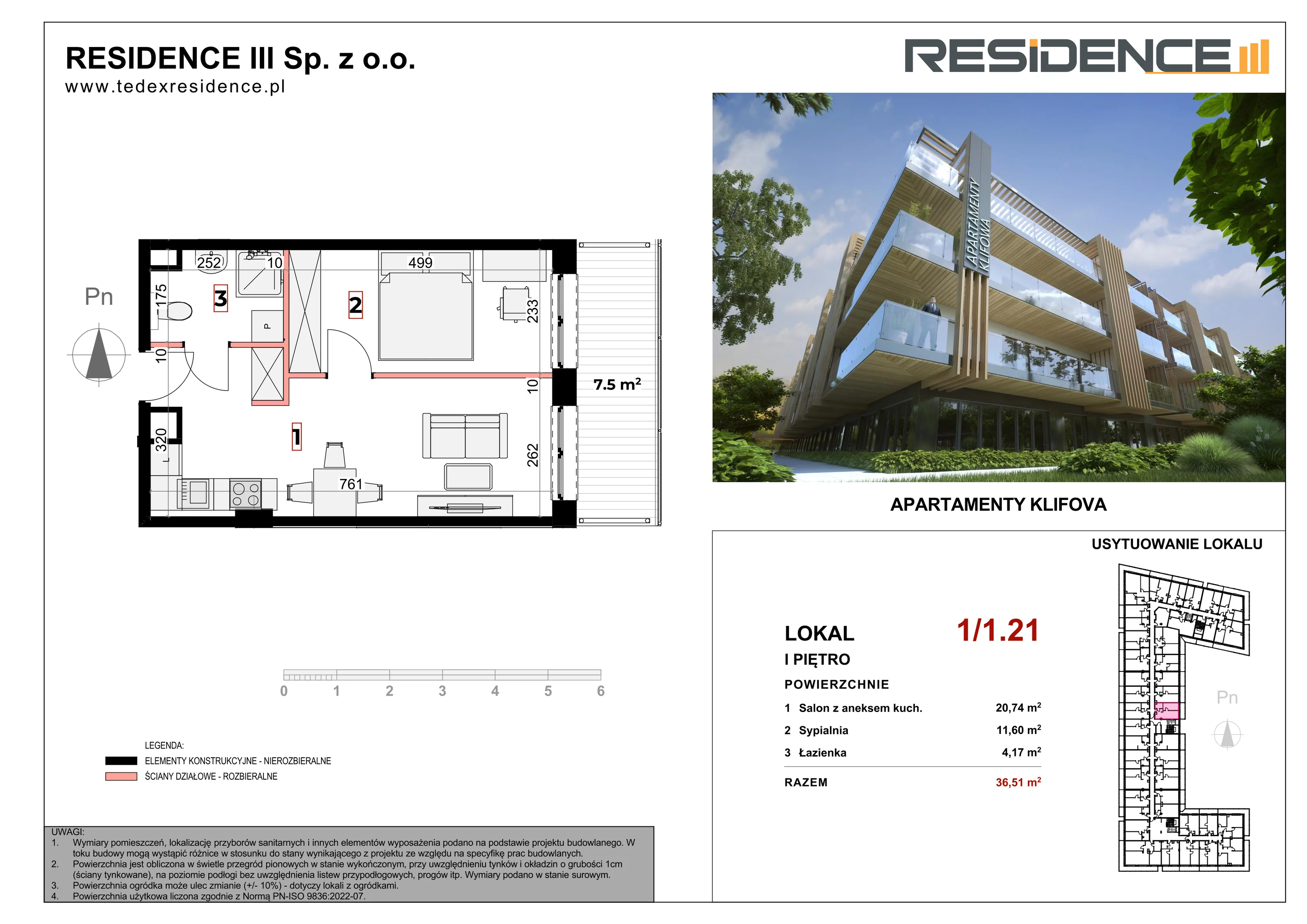 2 pokoje, apartament inwestycyjny 36,51 m², piętro 1, oferta nr 1_21, Apartamenty Klifova, Jastrzębia Góra, ul. Klifowa (róg ul. Rozewskiej)