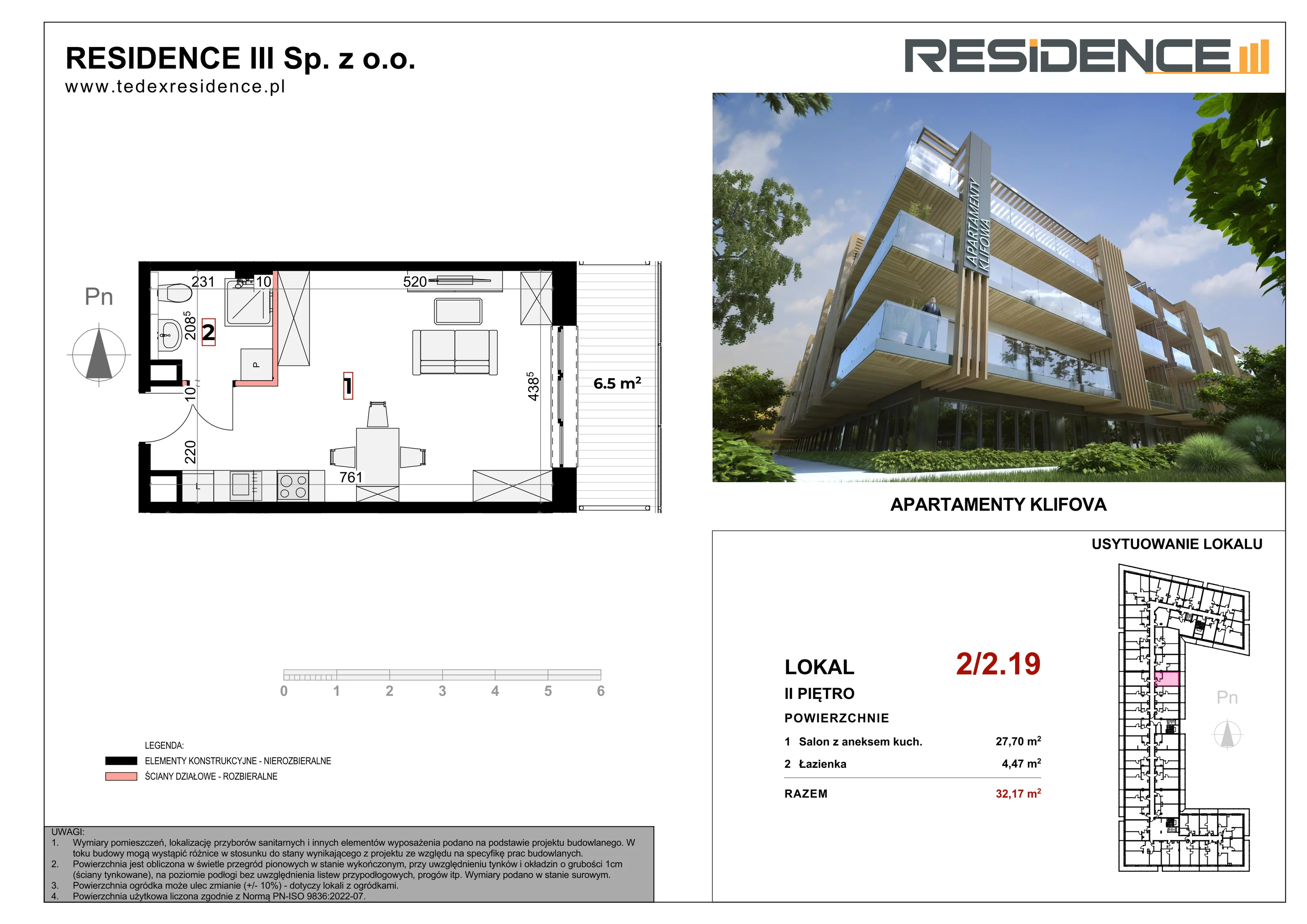 Apartament inwestycyjny 32,17 m², piętro 2, oferta nr 2_19, Apartamenty Klifova, Jastrzębia Góra, ul. Klifowa (róg ul. Rozewskiej)