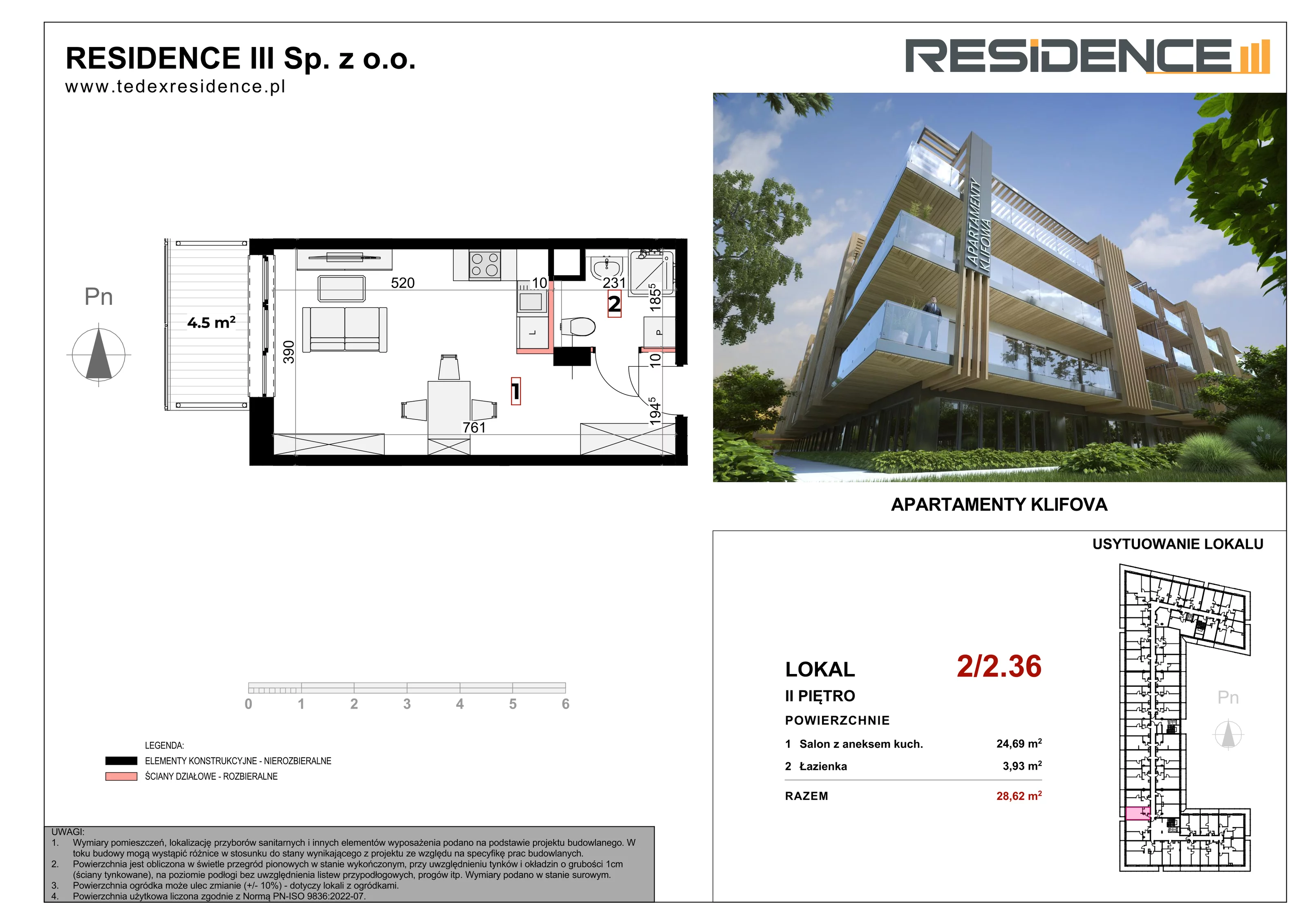 Apartament inwestycyjny 28,62 m², piętro 2, oferta nr 2_36, Apartamenty Klifova, Jastrzębia Góra, ul. Klifowa (róg ul. Rozewskiej)