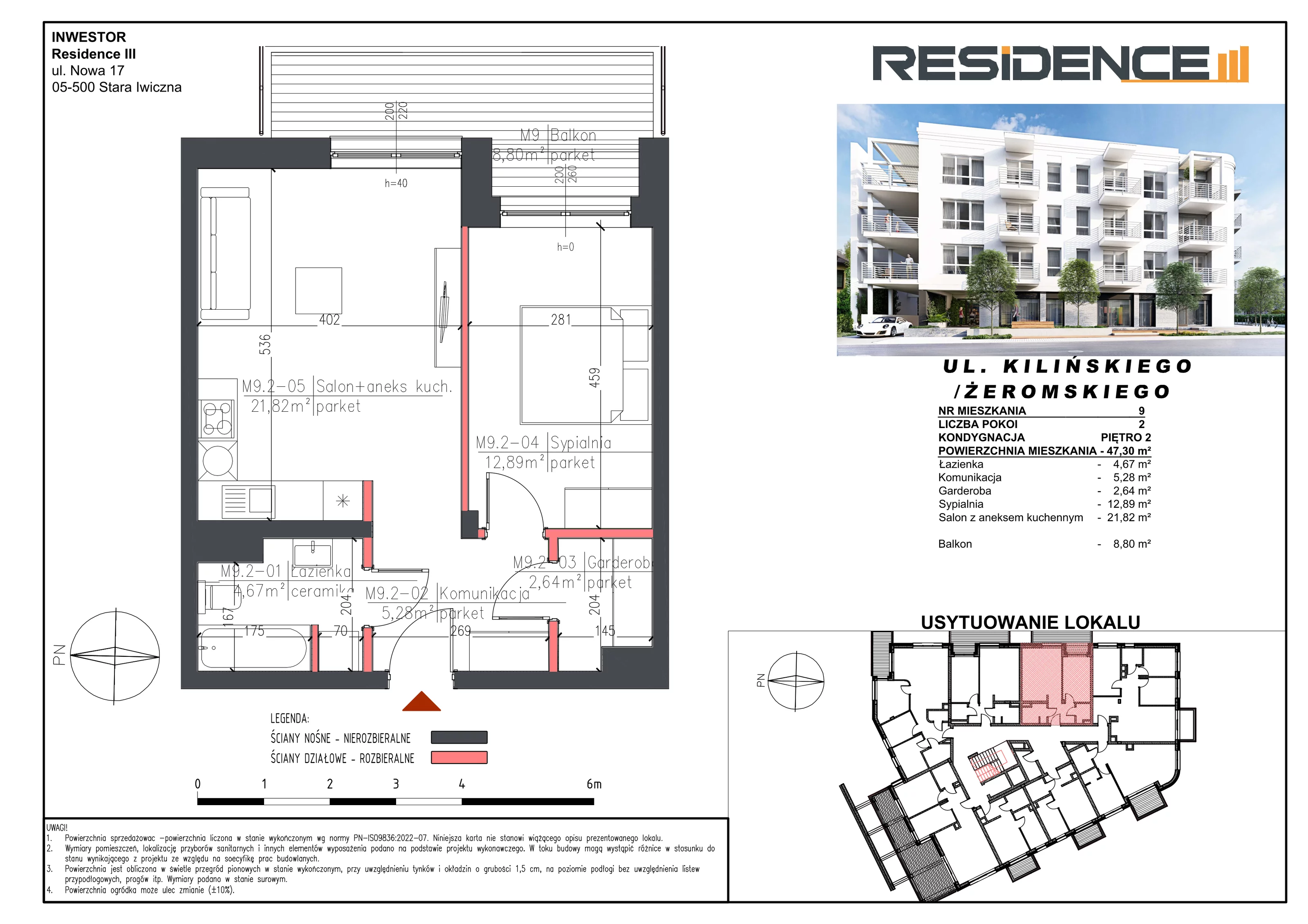 2 pokoje, mieszkanie 47,30 m², piętro 2, oferta nr M09, Mały Rynek, Piaseczno, ul. Jana Kilińskiego 3
