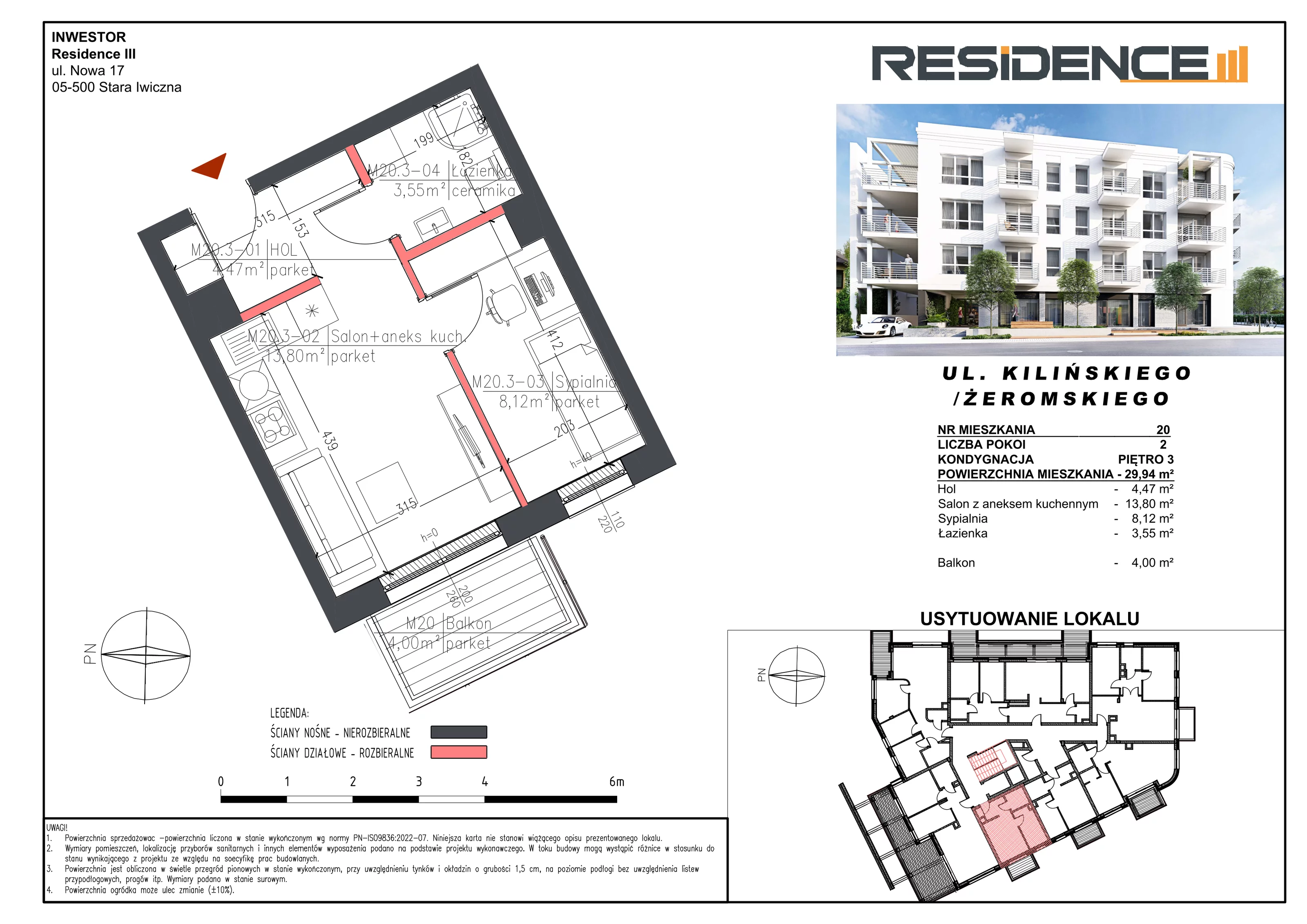 2 pokoje, mieszkanie 29,94 m², piętro 3, oferta nr M20, Mały Rynek, Piaseczno, ul. Jana Kilińskiego 3