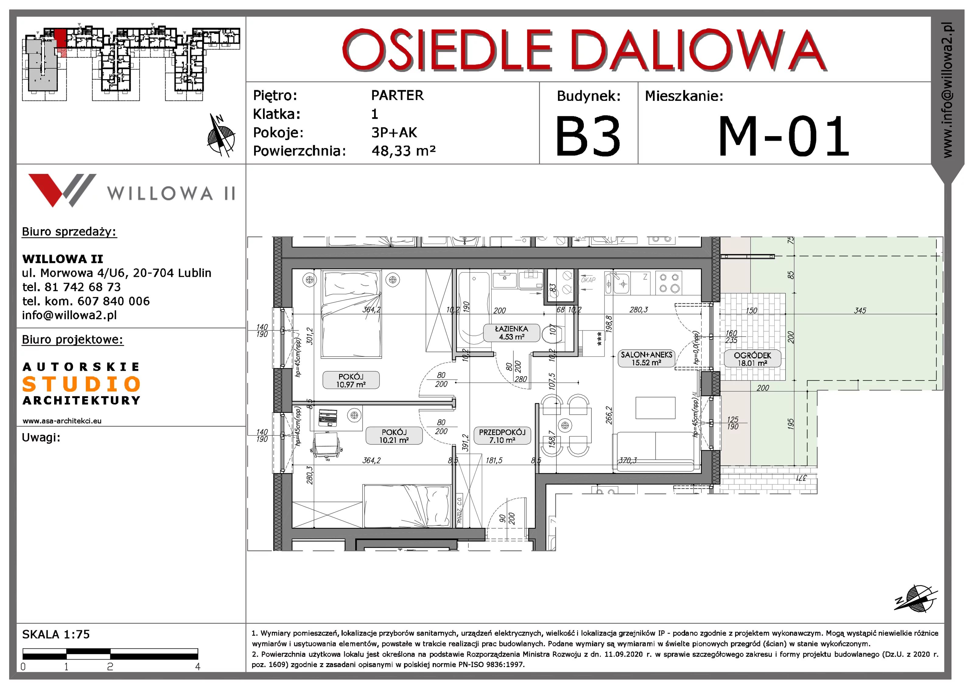 Mieszkanie 48,33 m², parter, oferta nr 1, OSIEDLE DALIOWA, Lublin, Ponikwoda, ul. Daliowa