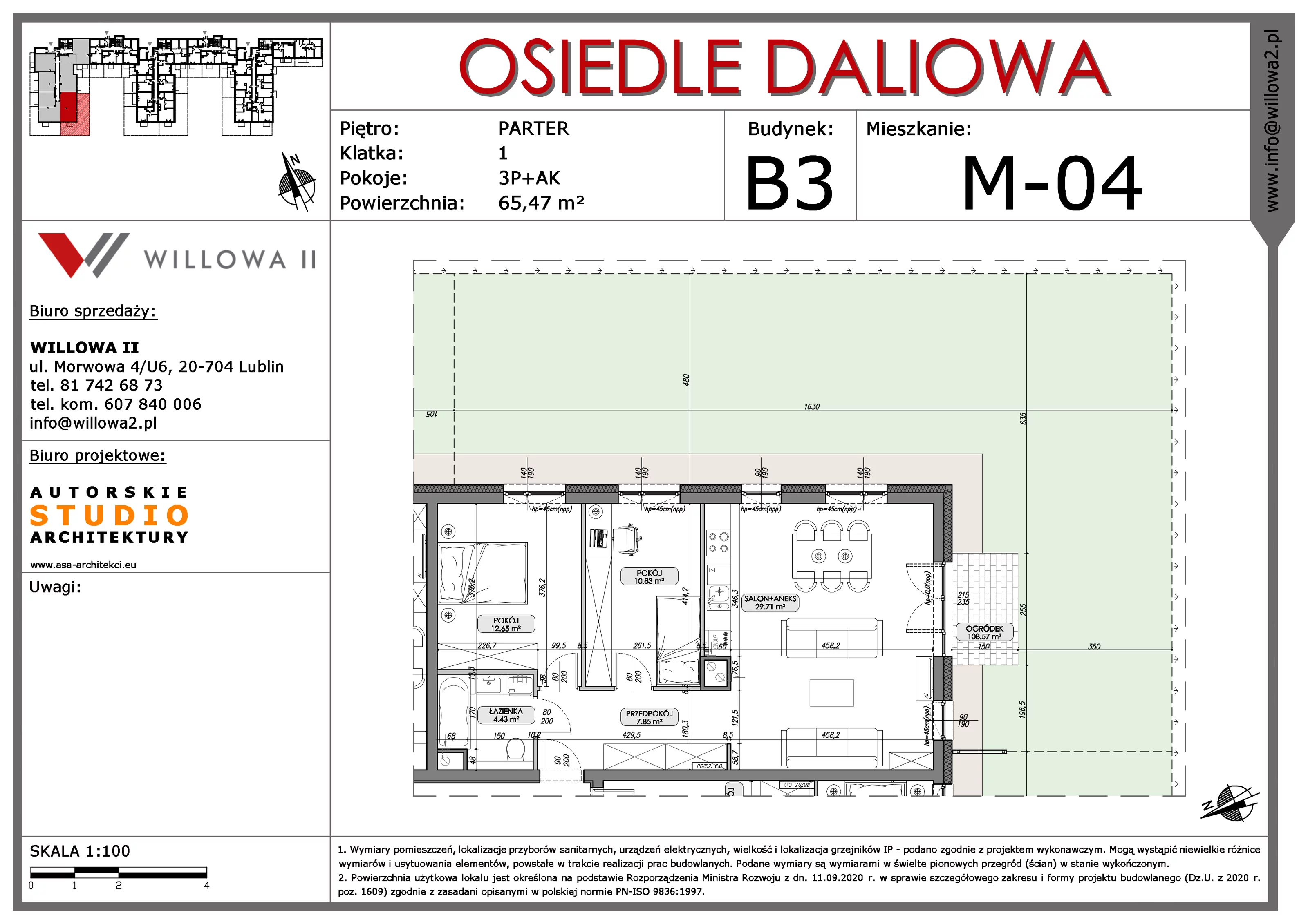 Mieszkanie 65,47 m², parter, oferta nr 4, OSIEDLE DALIOWA, Lublin, Ponikwoda, ul. Daliowa-idx