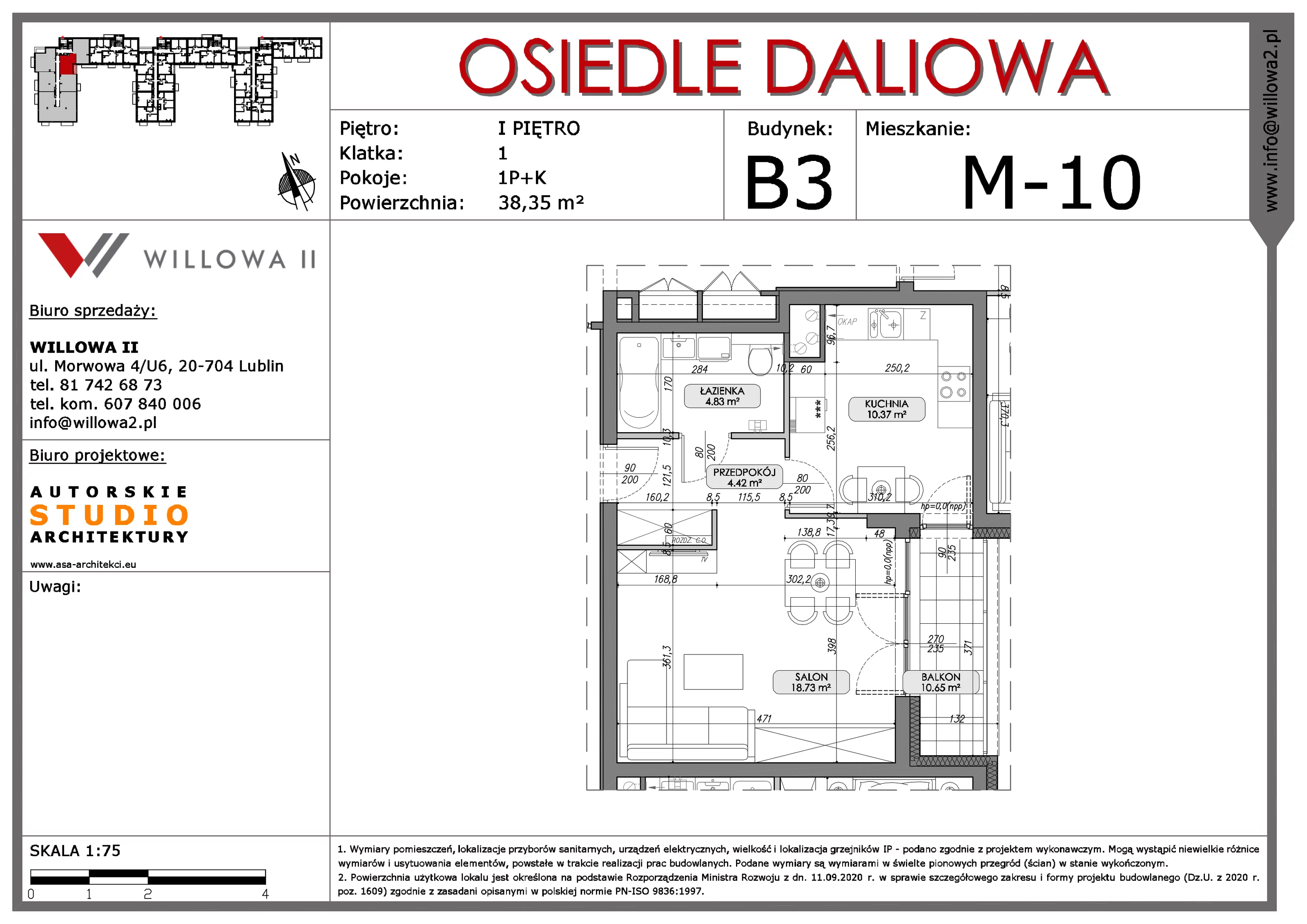 Mieszkanie 38,35 m², piętro 1, oferta nr 10, OSIEDLE DALIOWA, Lublin, Ponikwoda, ul. Daliowa