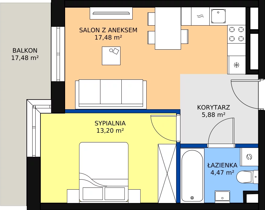 Zalety mieszkania 41.03 m², D5