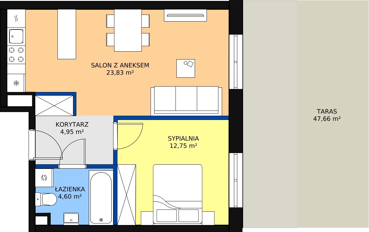 Zalety mieszkania 46.13 m², D9