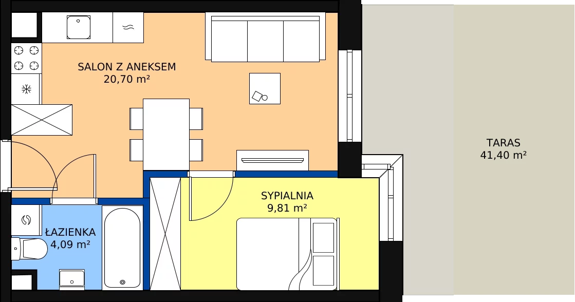 Zalety mieszkania 34.6 m², D10