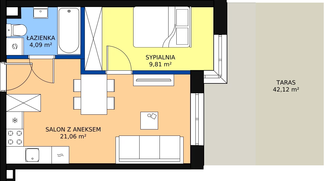 Zalety mieszkania 34.96 m², D11