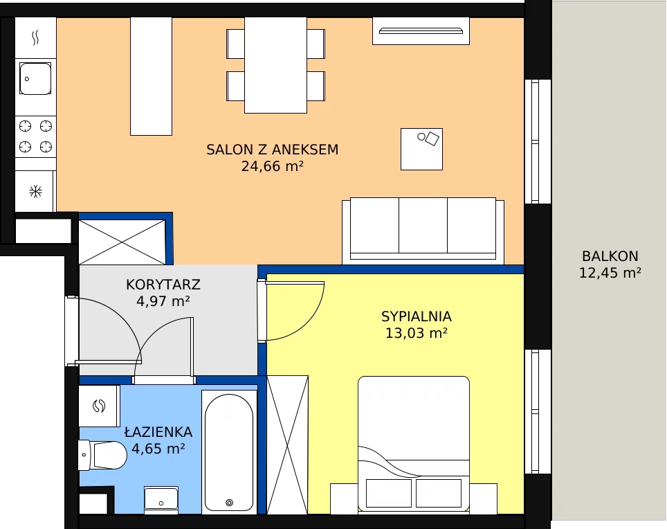 Zalety mieszkania 47.31 m², D20